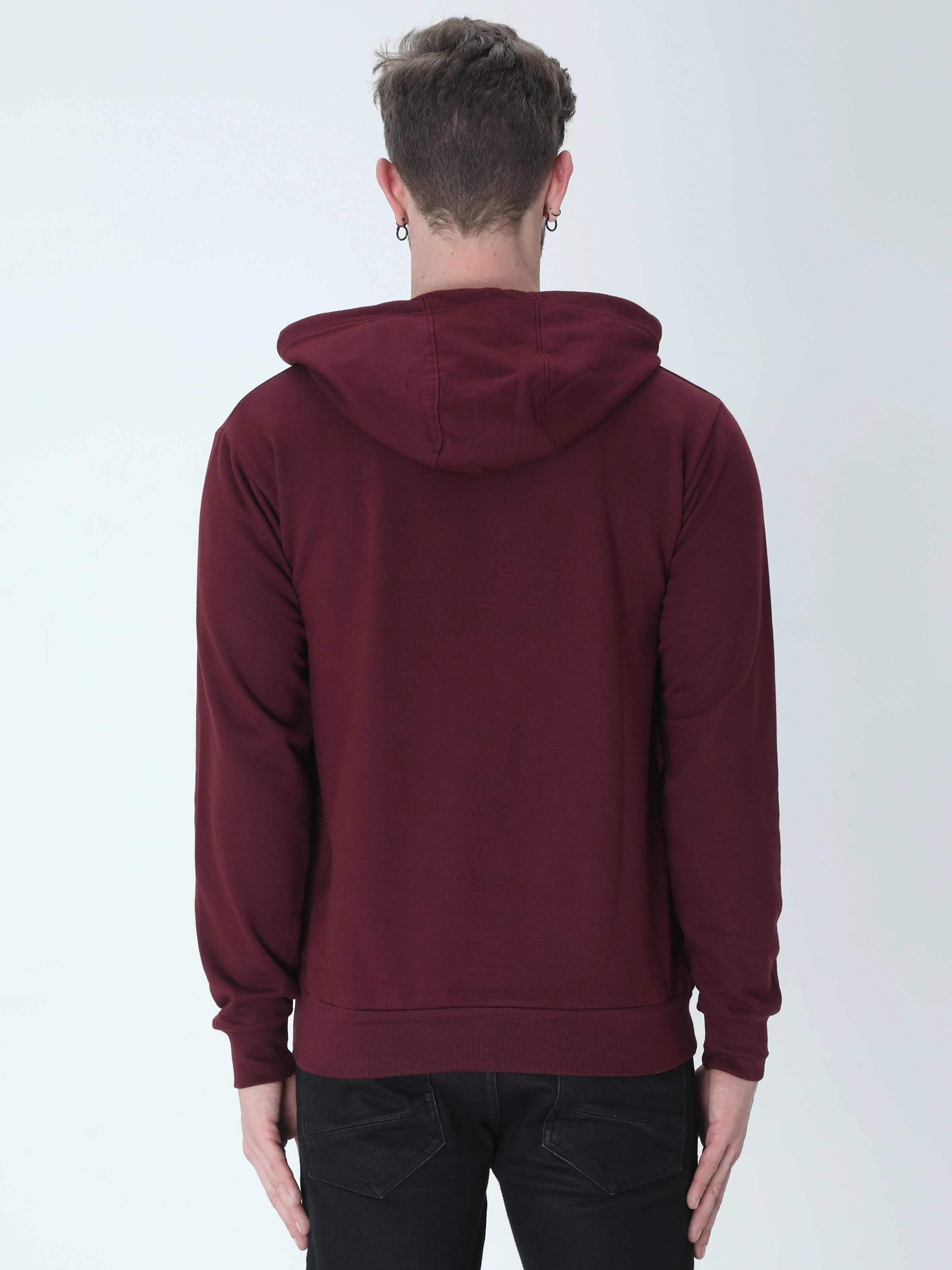 Hooded SweatShirt Unisex-Maroon-S-3