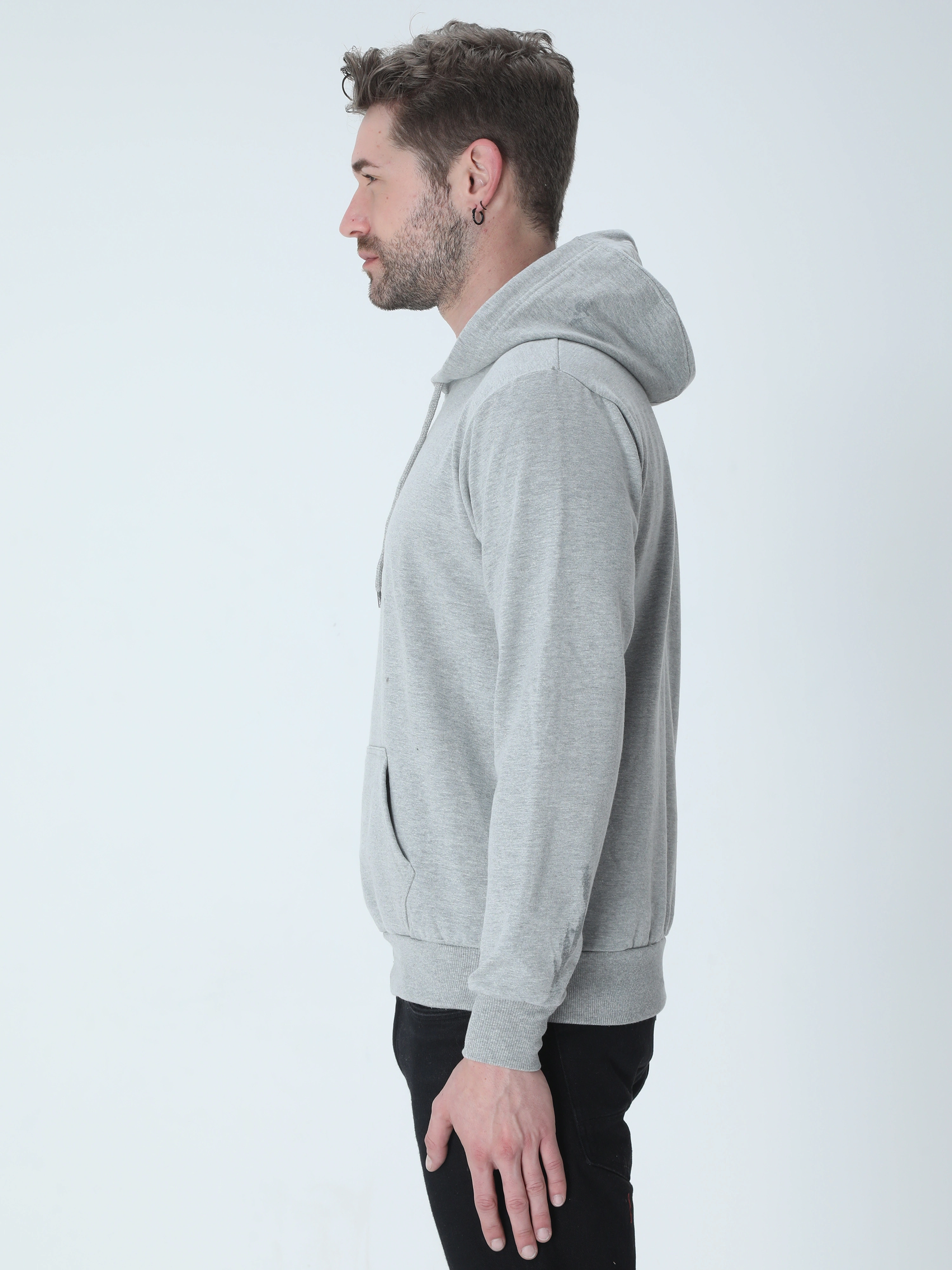 Hooded SweatShirt Unisex-Grey Melange-S-1