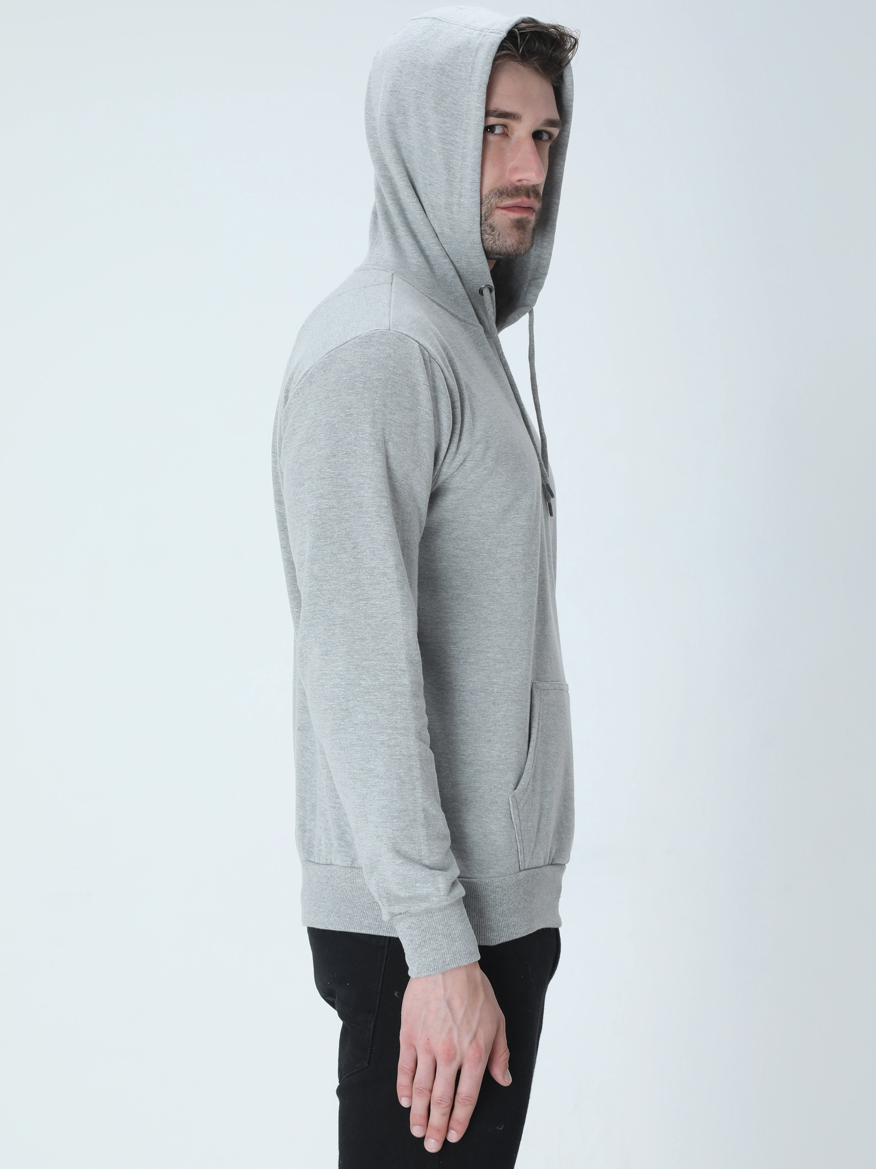 Hooded SweatShirt Unisex-Grey Melange-S-2