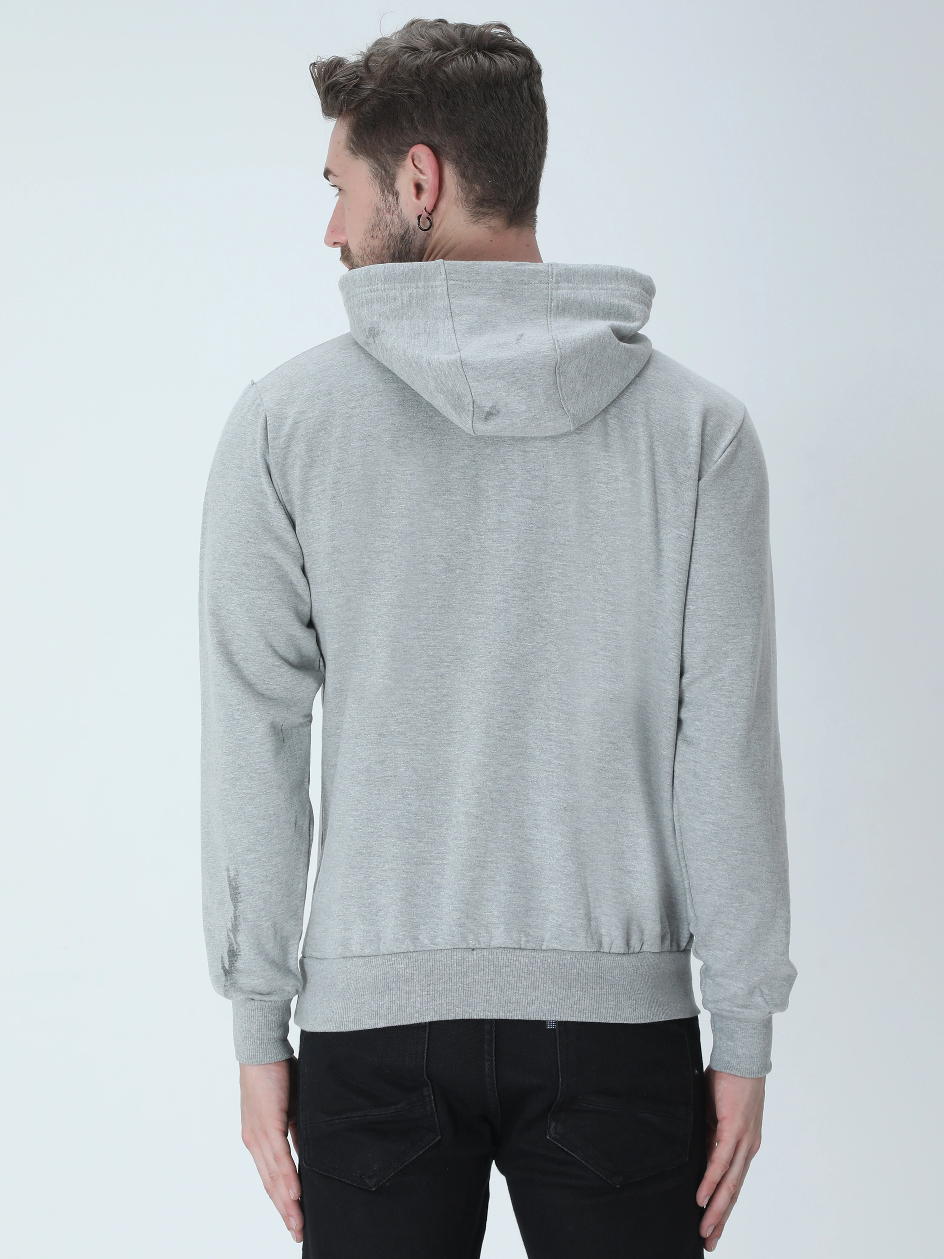 Hooded SweatShirt Unisex-Grey Melange-S-3