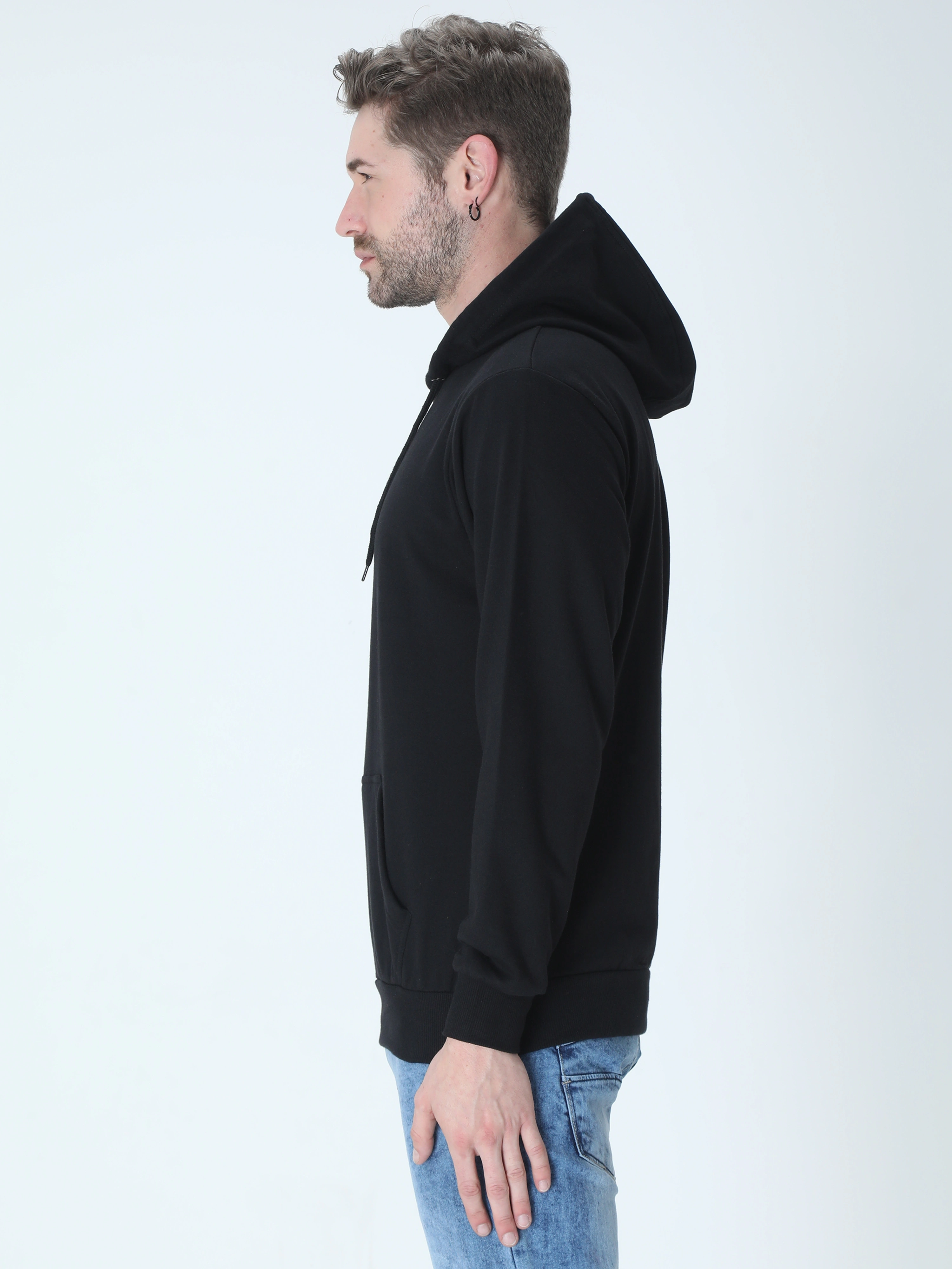 Hooded SweatShirt Unisex-Black-S-1