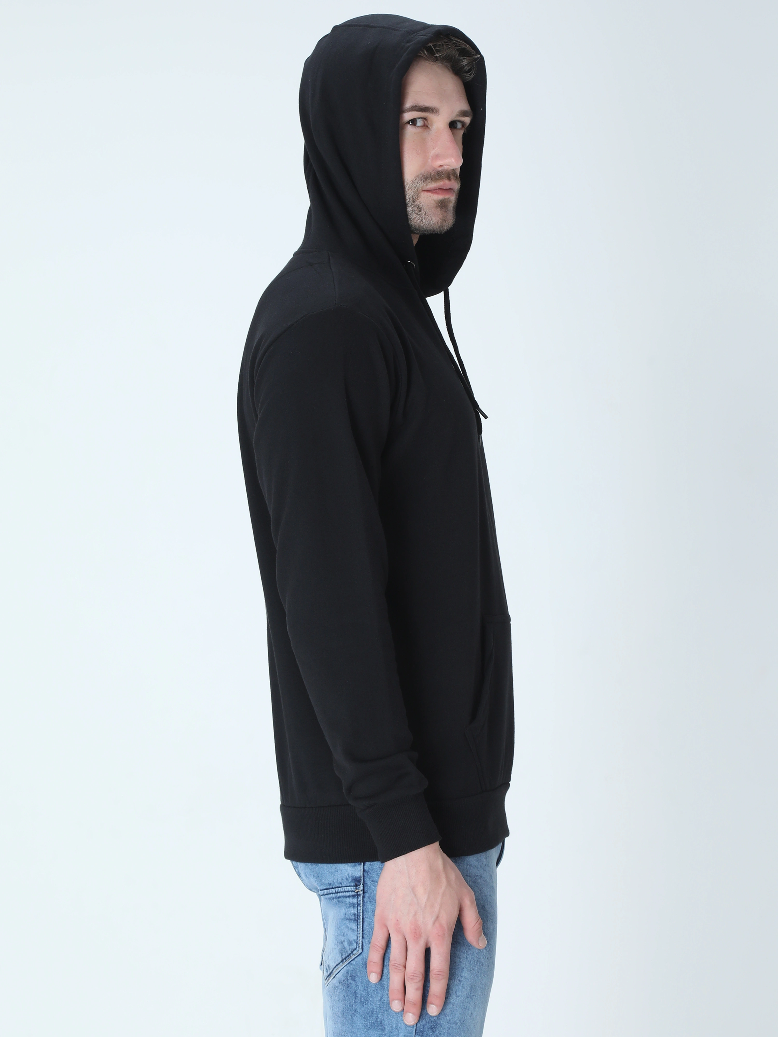 Hooded SweatShirt Unisex-Black-S-2