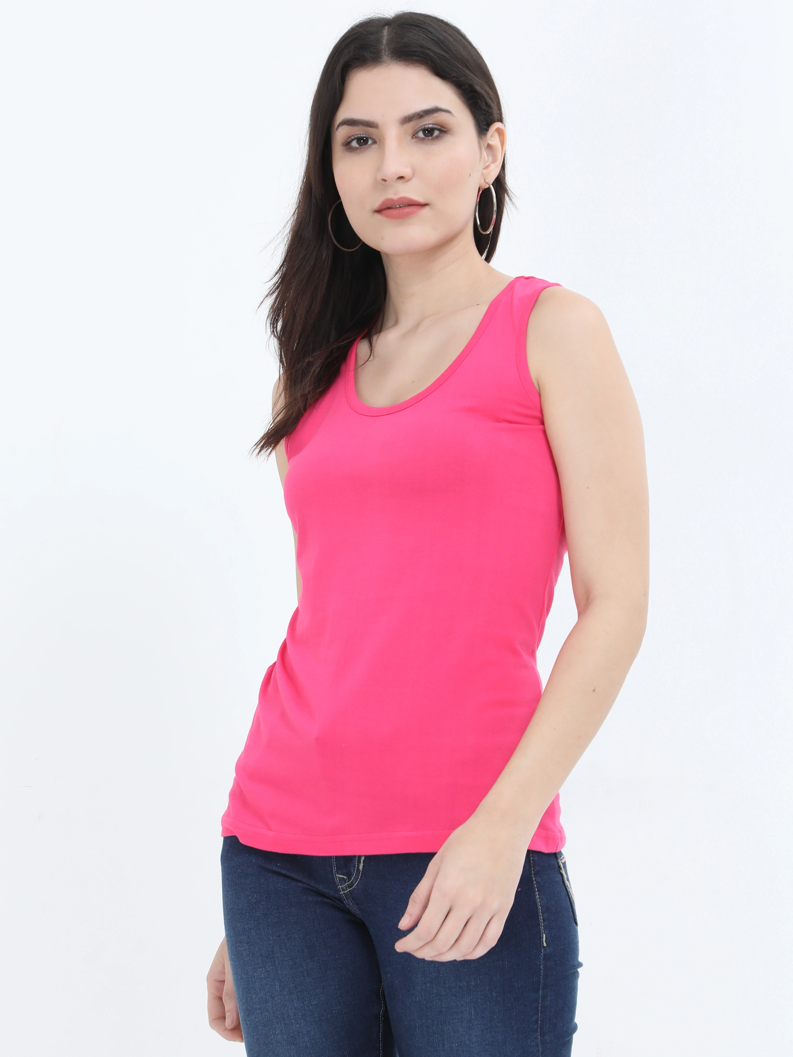 Female Tank Top-Pink-L-1