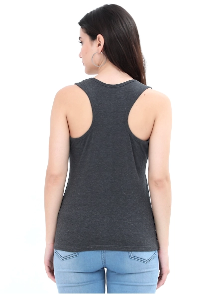 Female Tank Top-Charcoal Melange-S-3