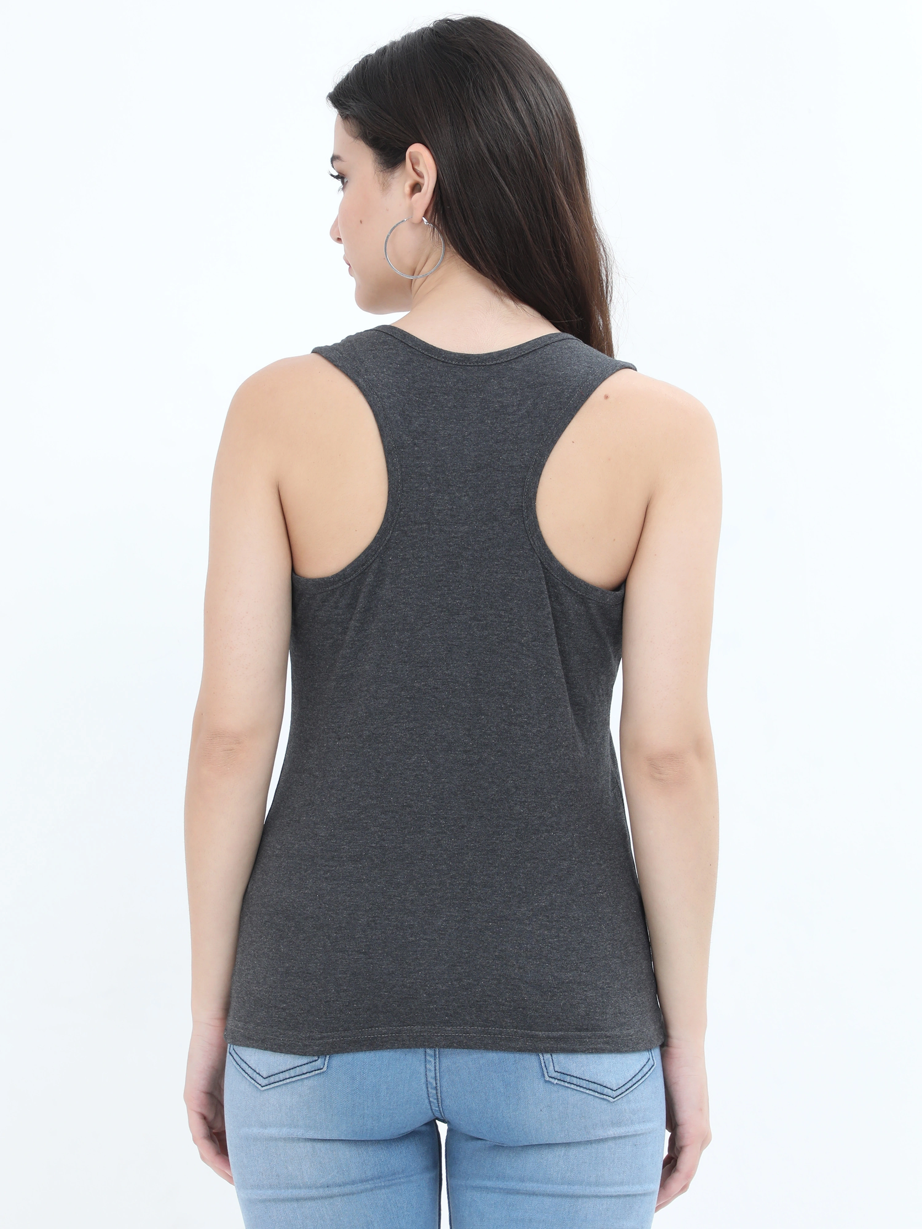 Female Tank Top-Charcoal Melange-L-3