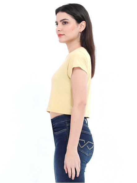 Female Crop Tops-Beige-S-1