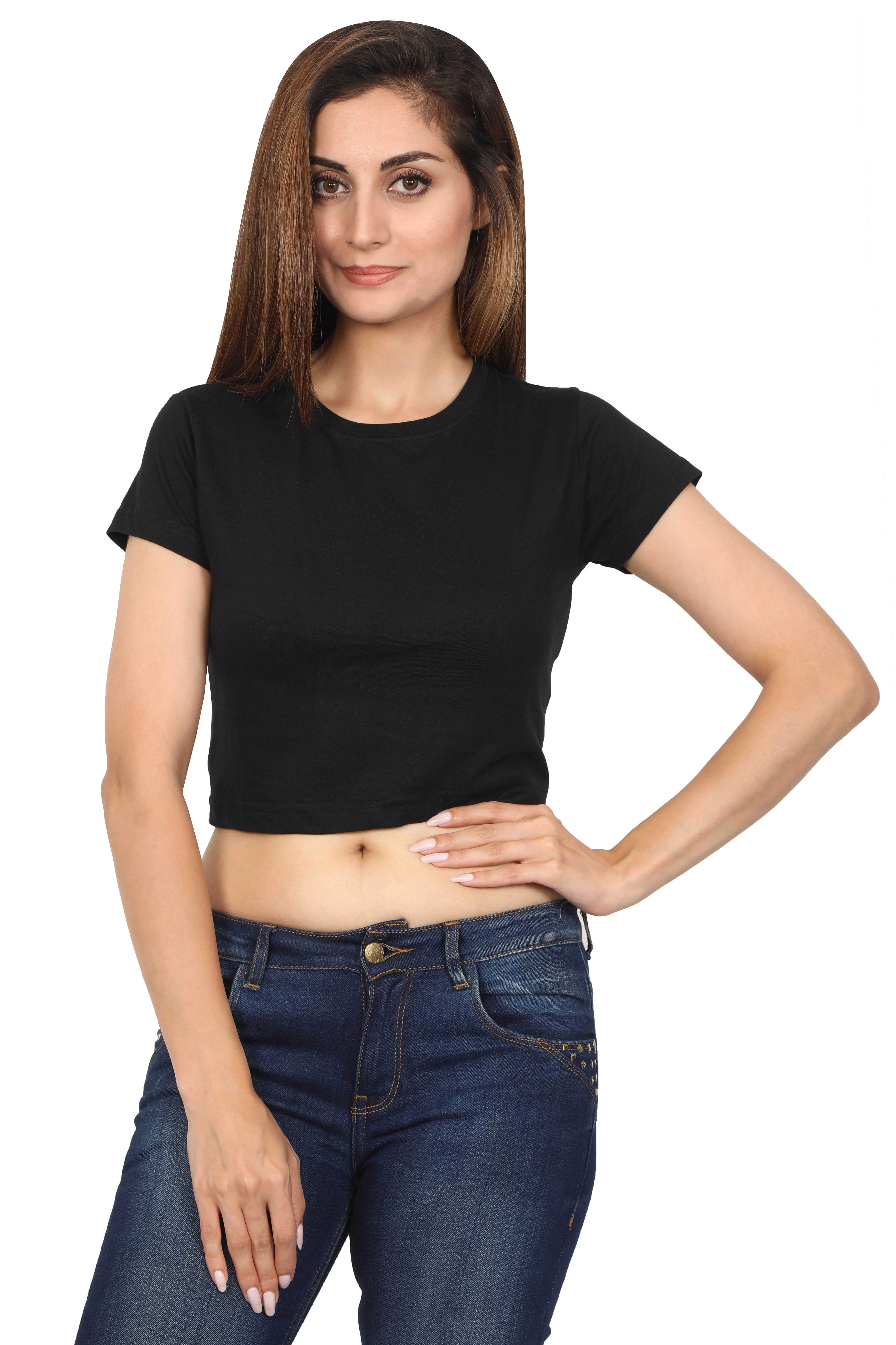 Female Crop Tops-FCpTp-Bk-L