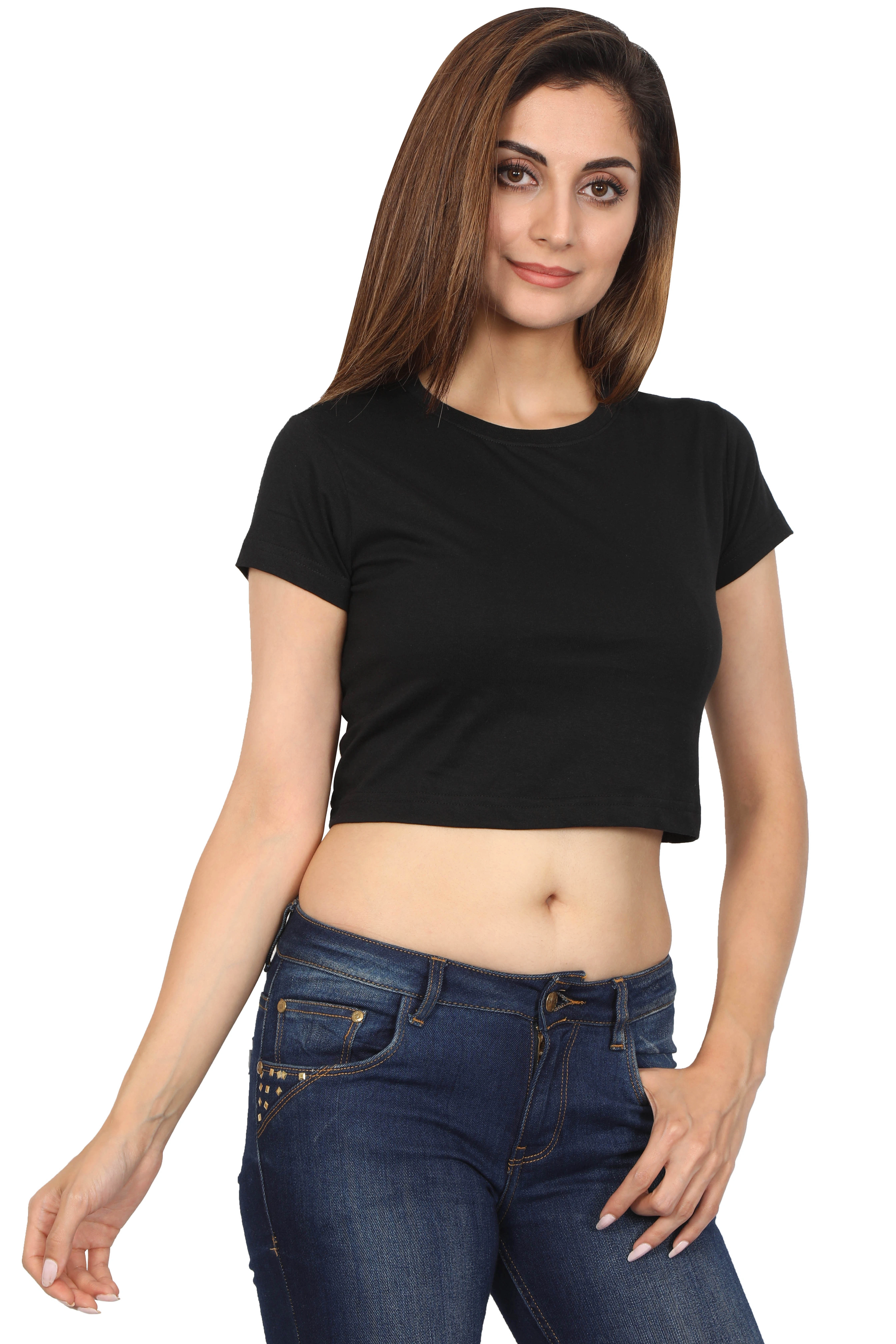 Female Crop Tops-Black-L-2