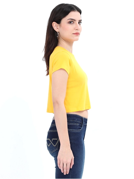 Female Crop Tops-Golden Yellow-XS-2