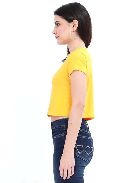 Female Crop Tops-Golden Yellow-S-1
