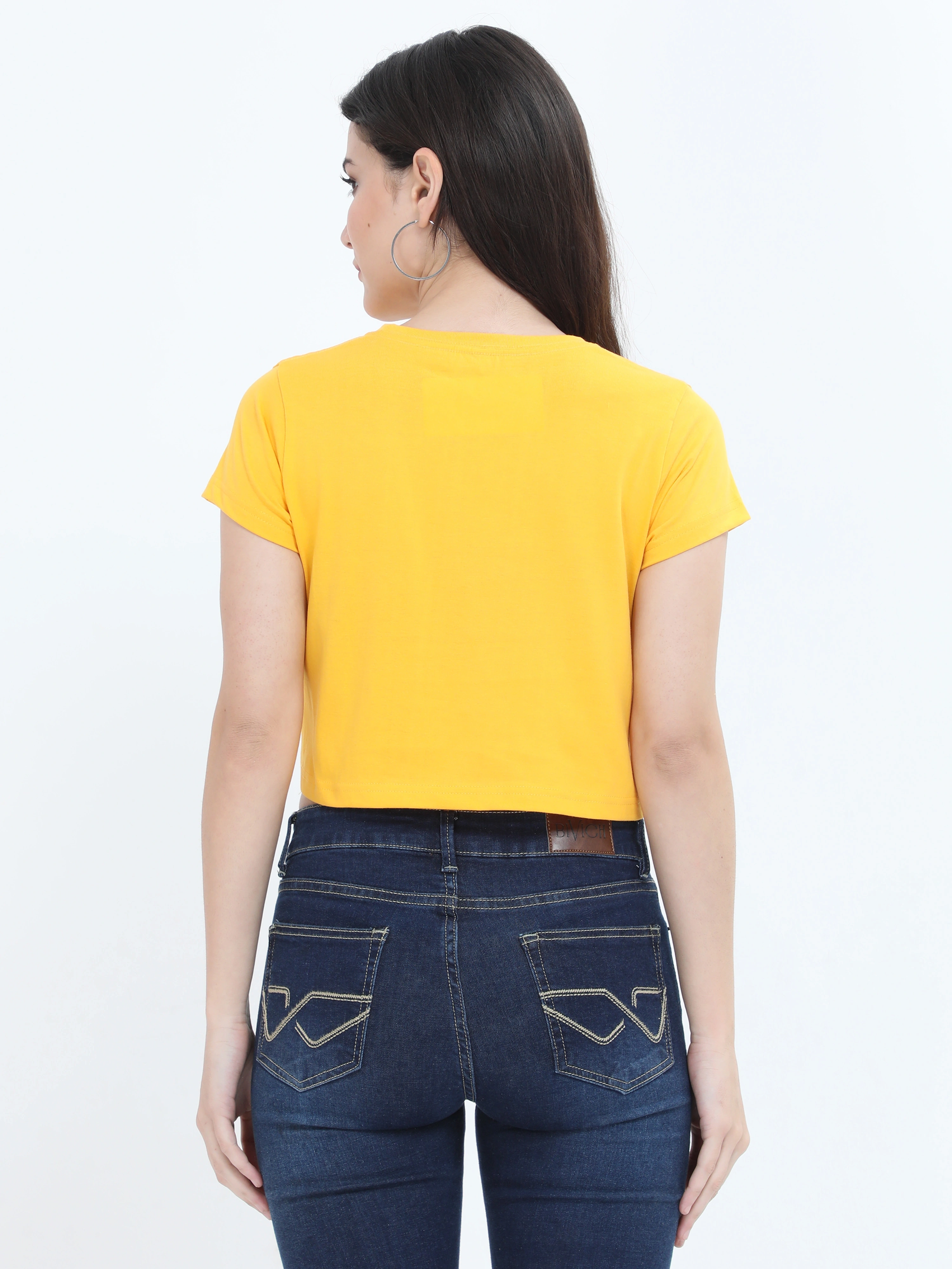 Female Crop Tops-Golden Yellow-S-3