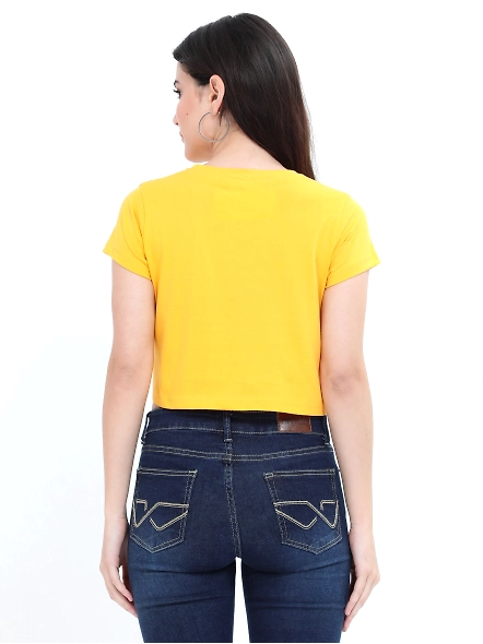 Female Crop Tops-Golden Yellow-M-3