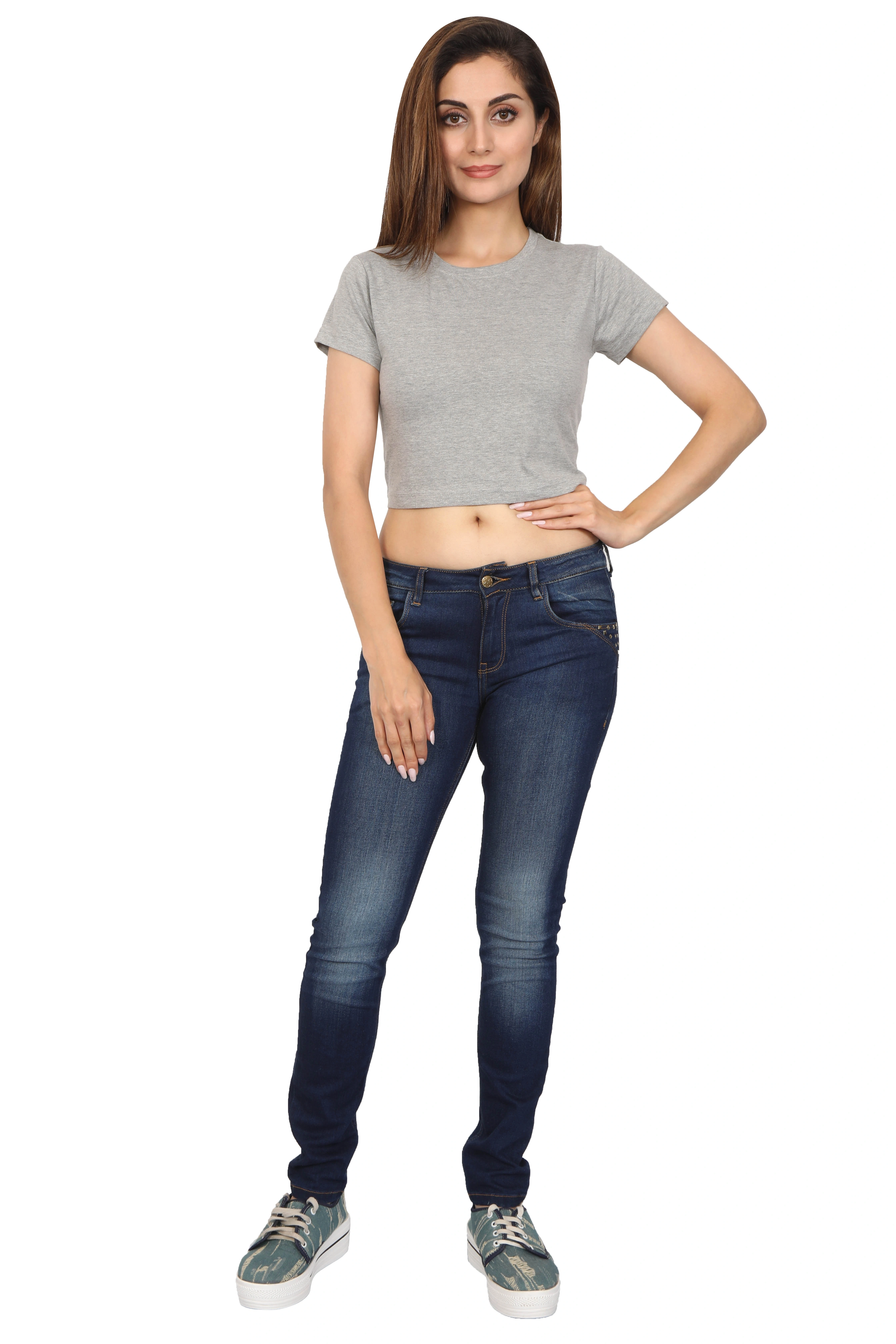 Female Crop Tops-Grey Melange-XS-5