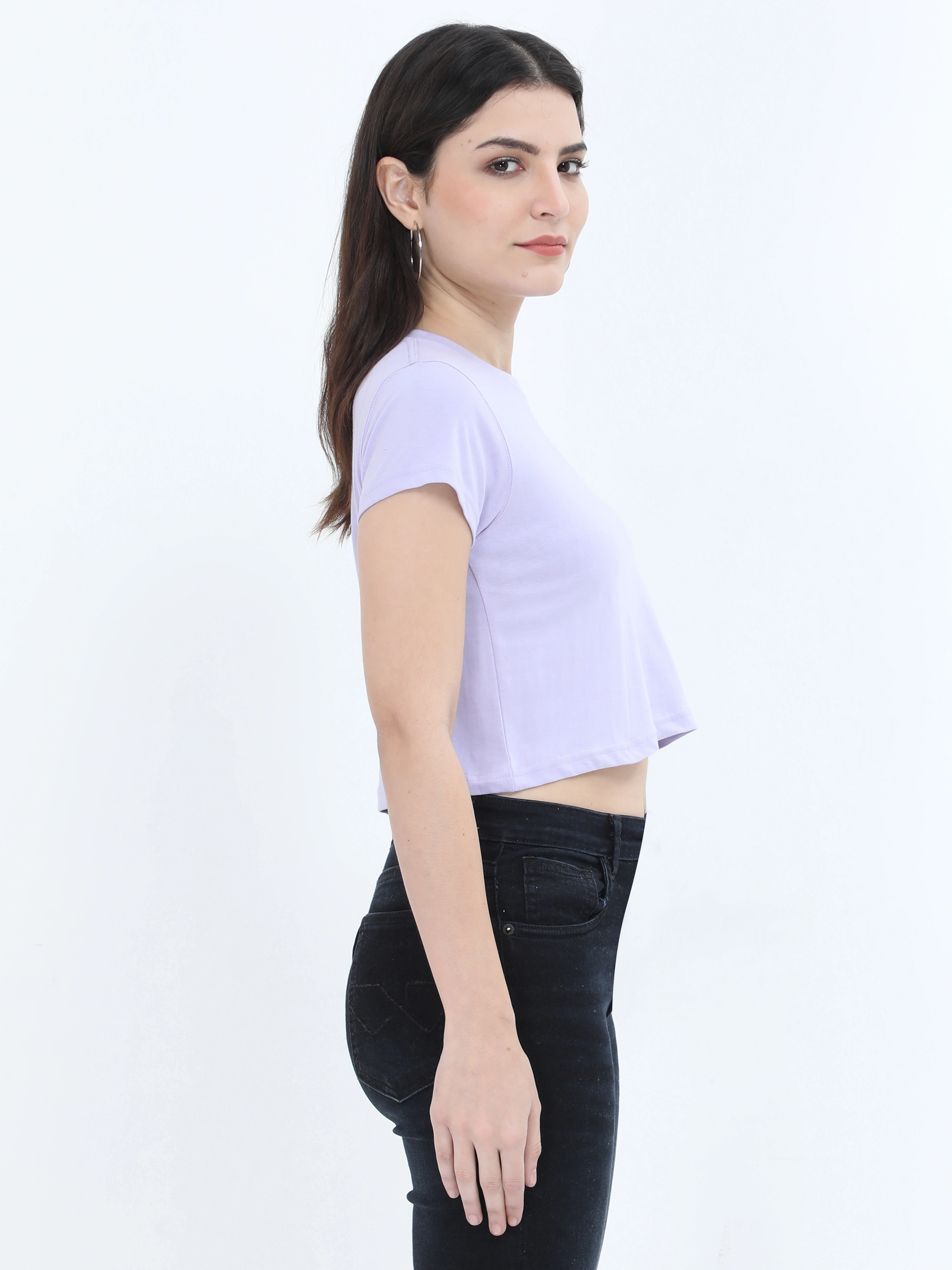 Female Crop Tops-Lavender-L-2