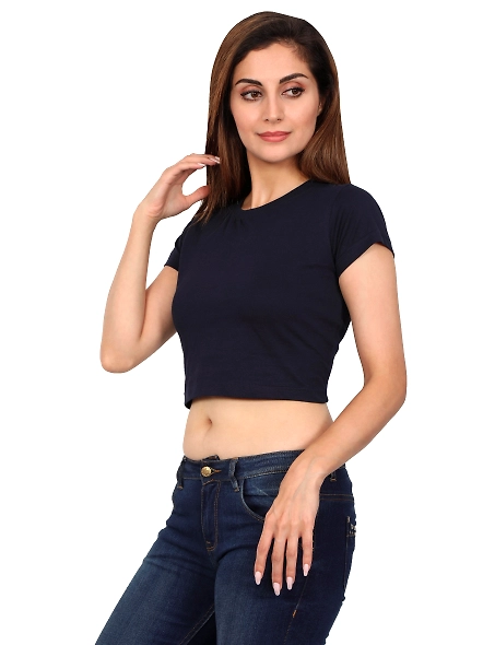 Female Crop Tops-Navy Blue-M-1