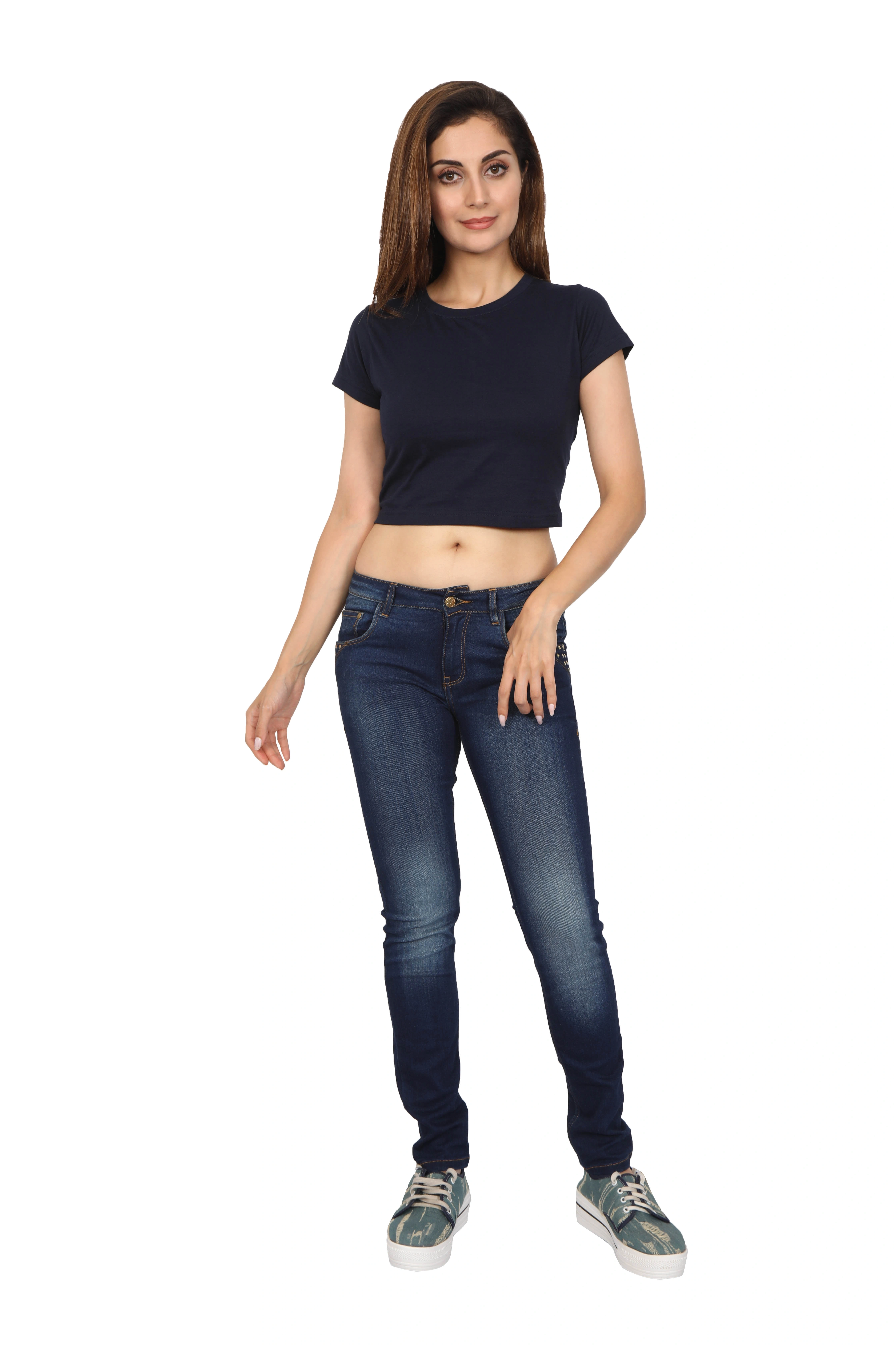 Female Crop Tops-Navy Blue-M-5