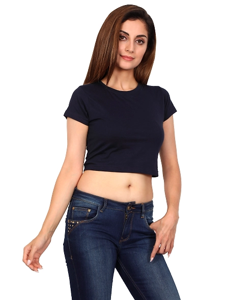 Female Crop Tops-Navy Blue-L-2