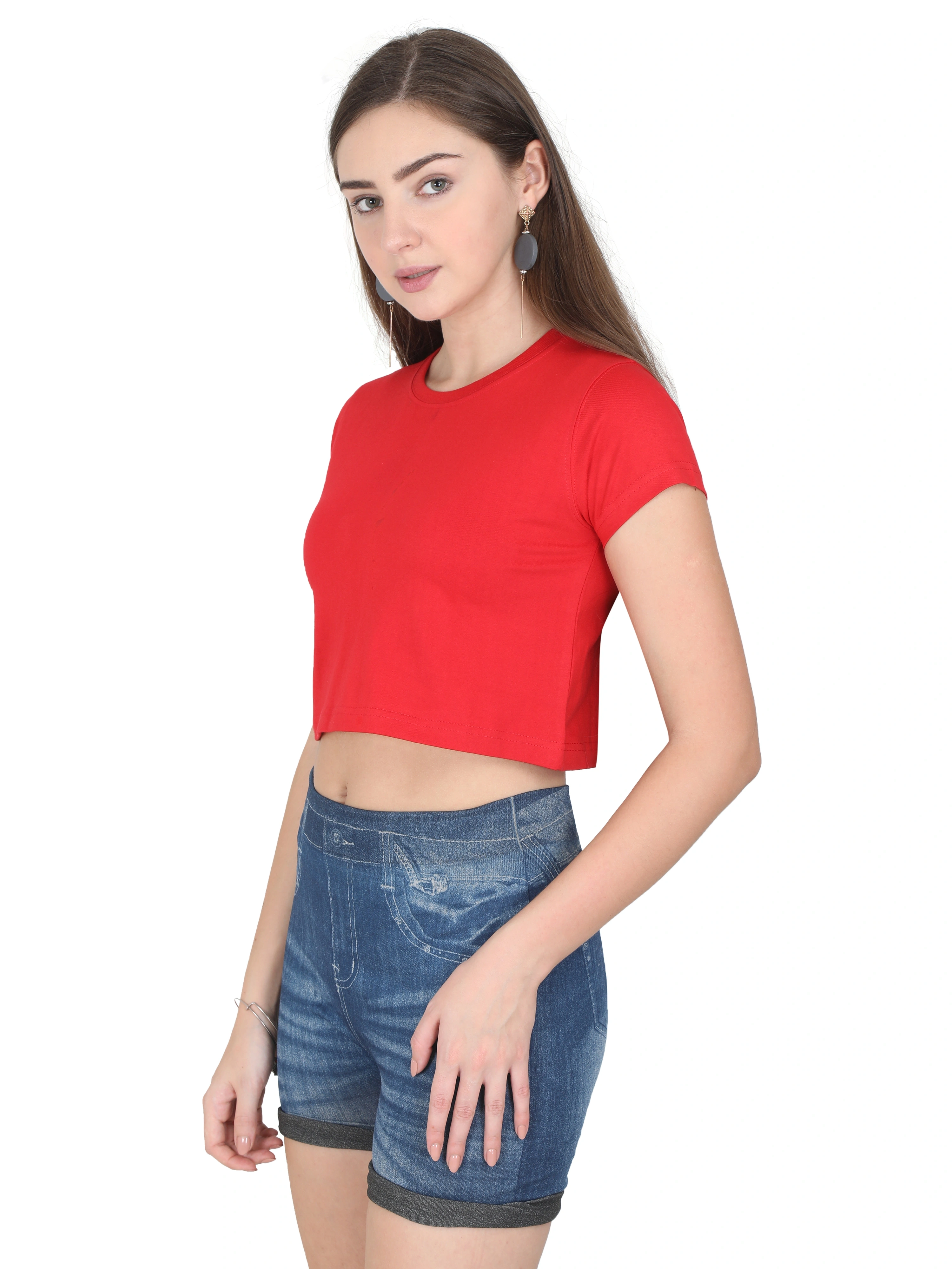 Female Crop Tops-Red-S-1