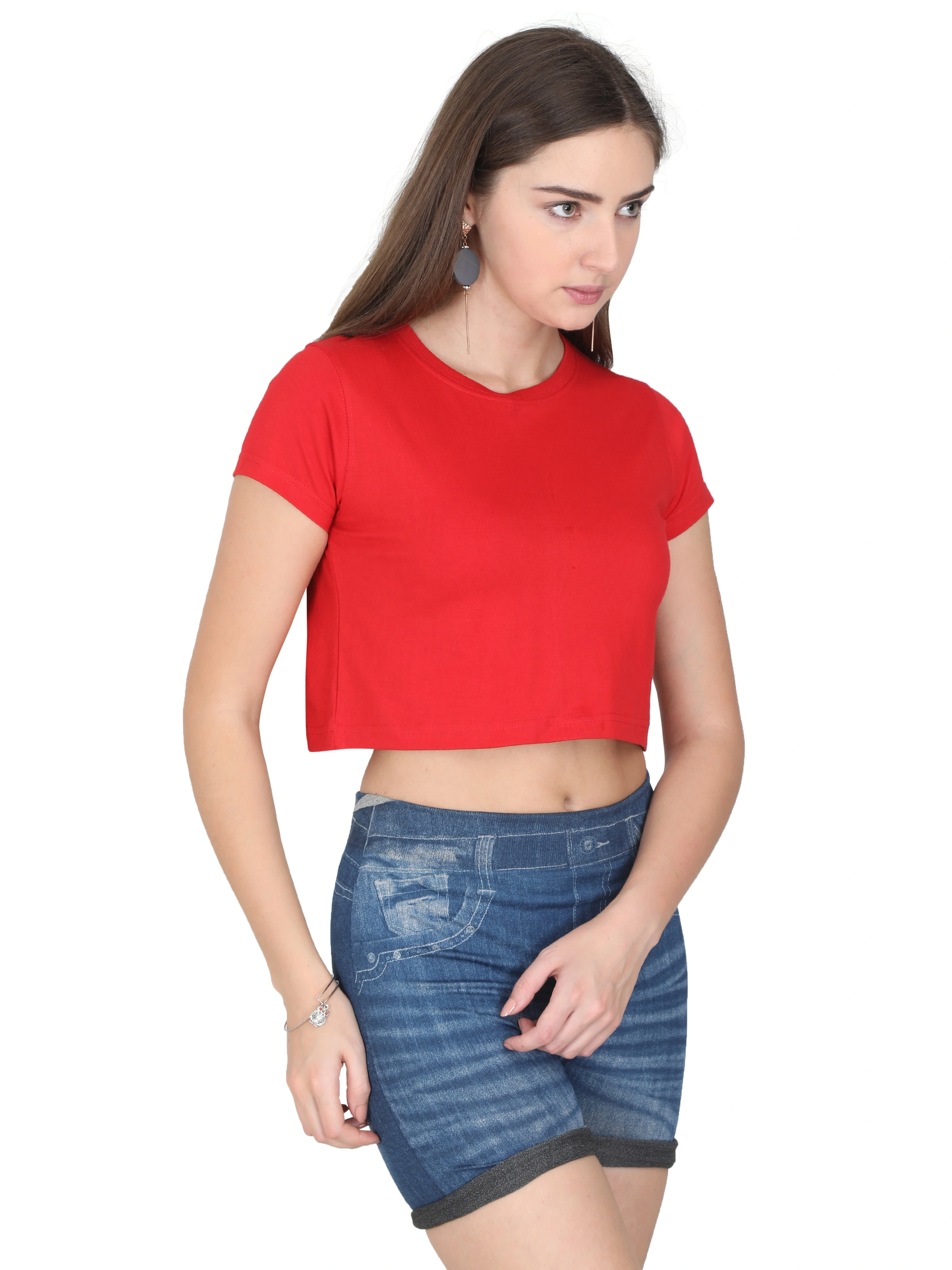 Female Crop Tops-Red-L-2