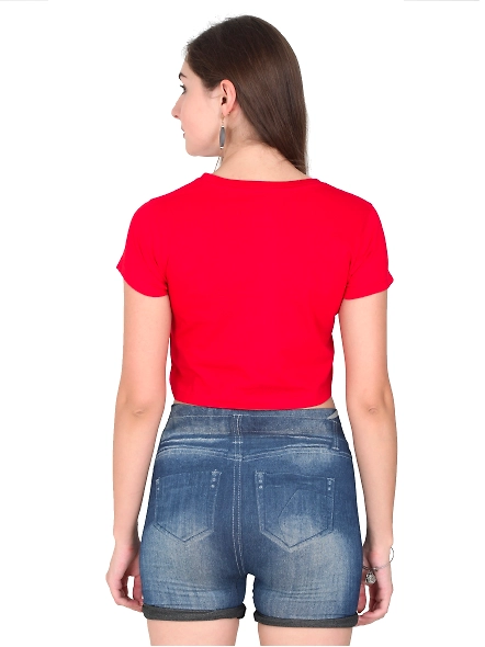 Female Crop Tops-Red-XL-3