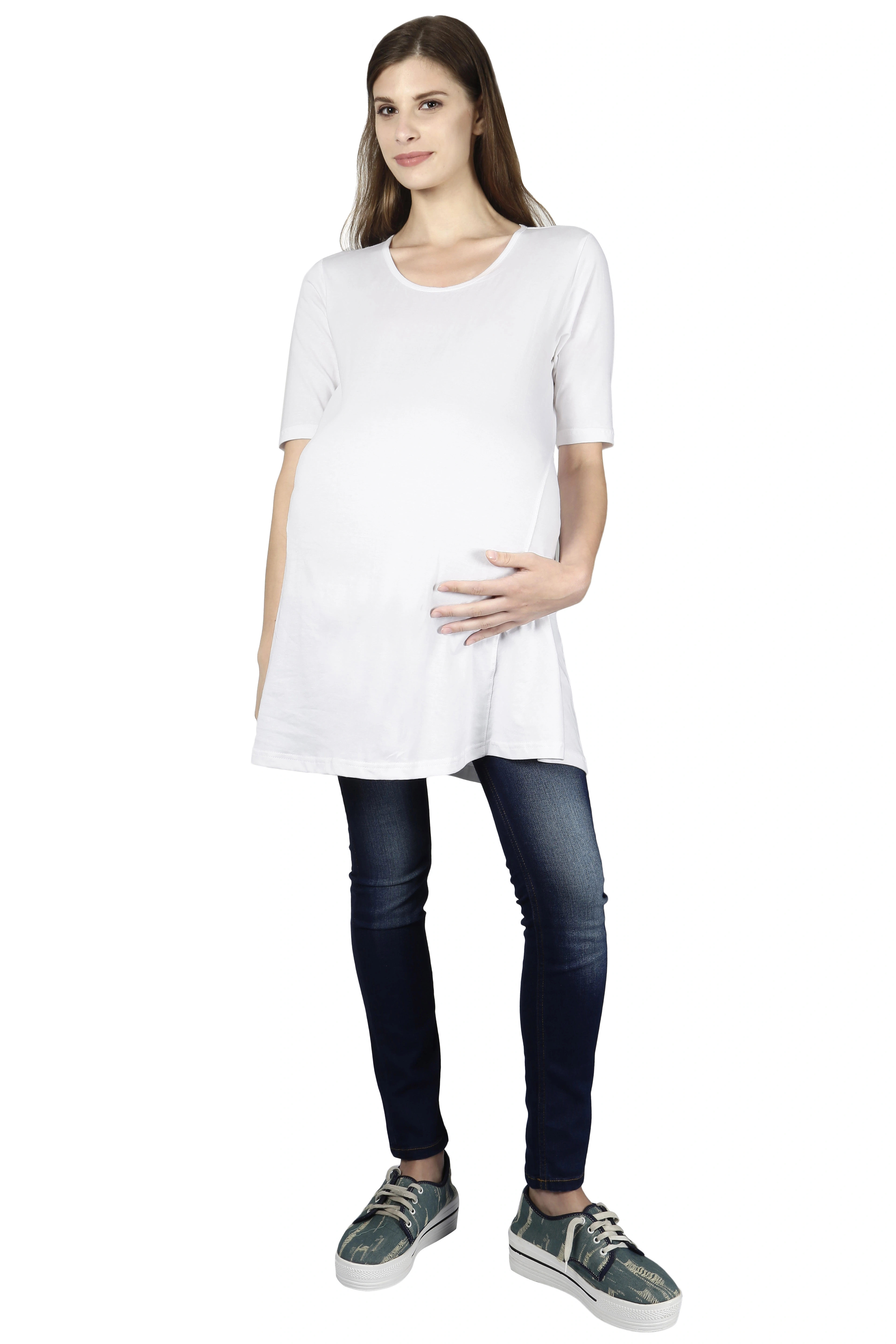 Female Maternity T-Shirt-White-L-4