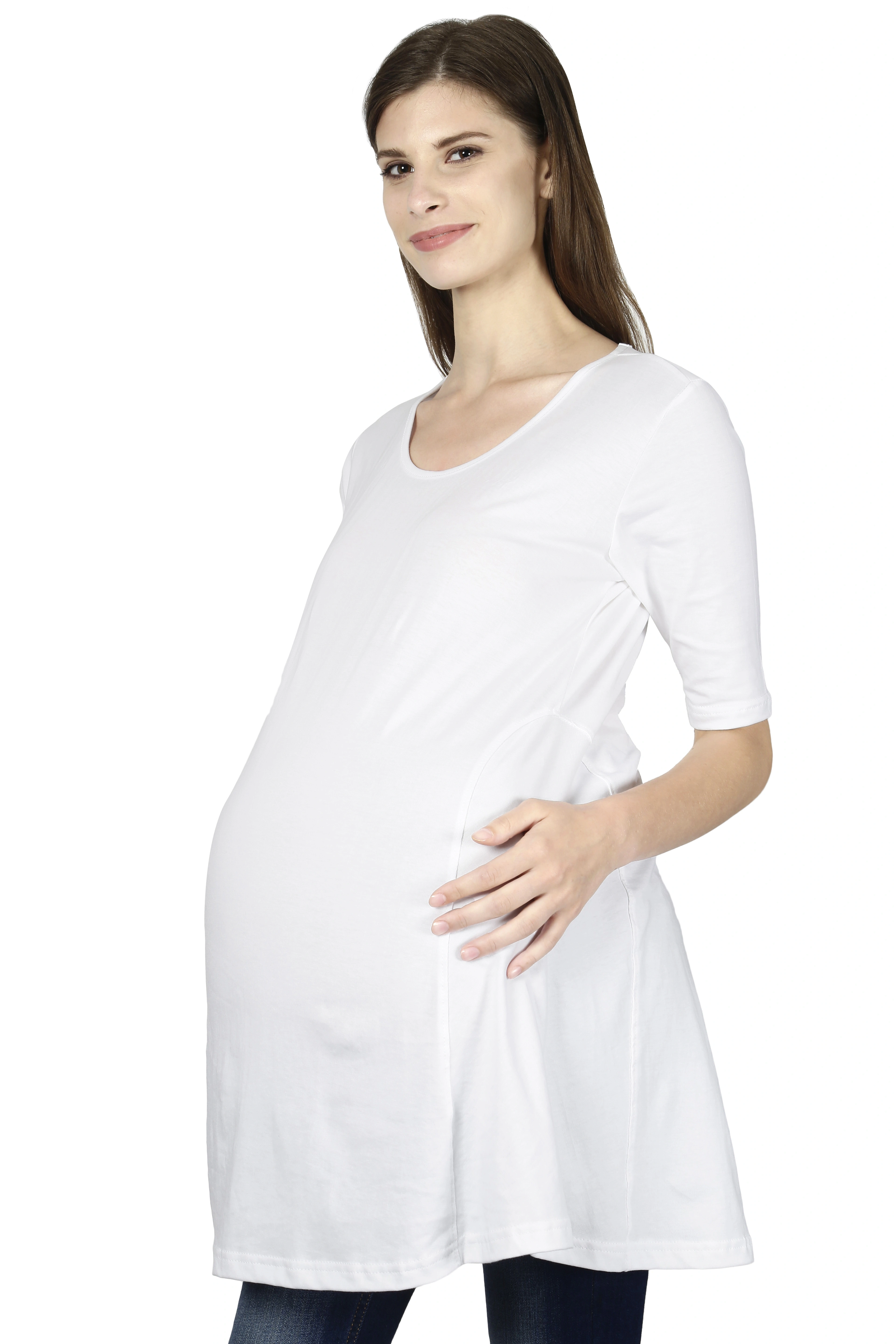 Female Maternity T-Shirt-FMtHs-Wh-XL