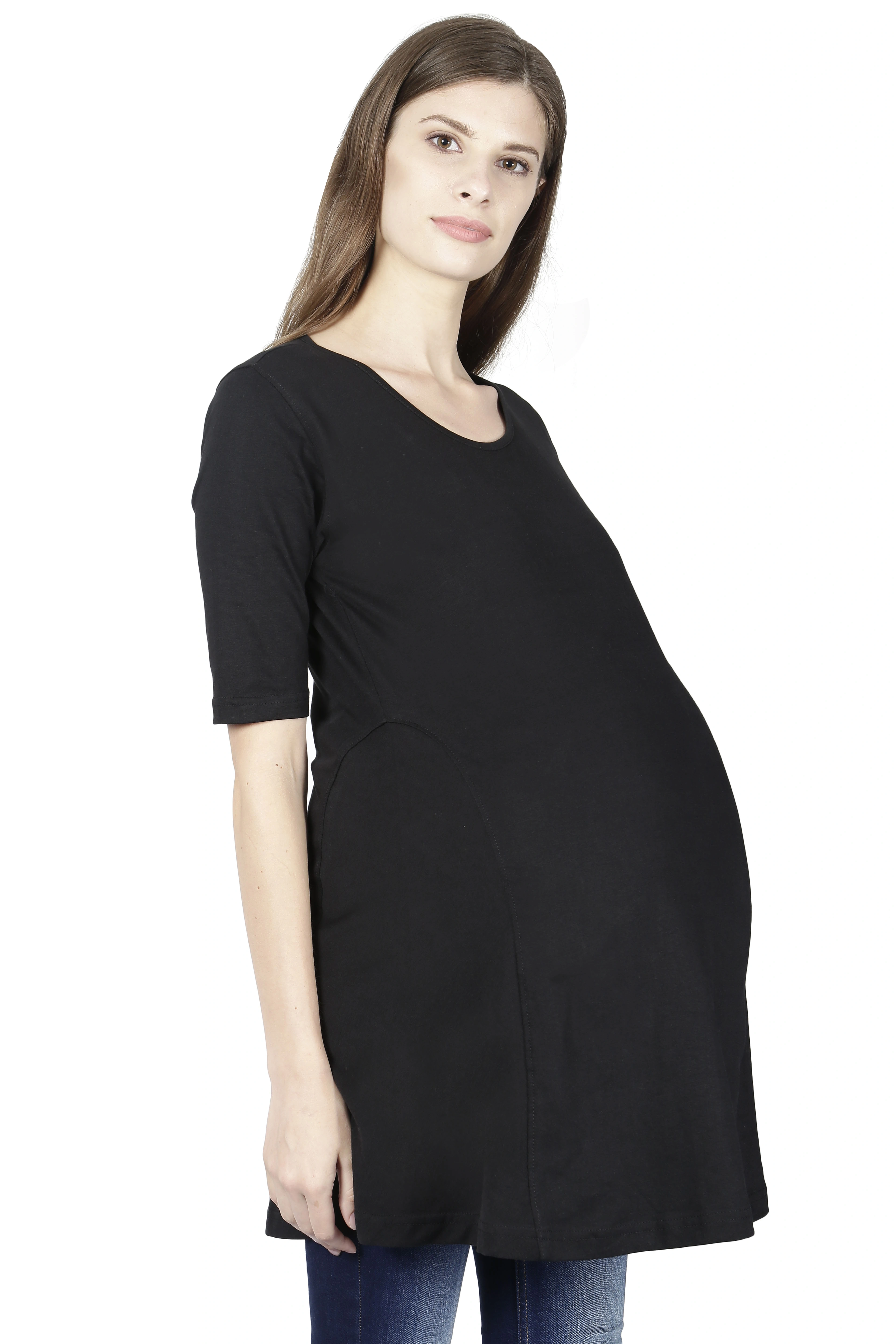 Female Maternity T-Shirt-FMtHs-Bk-M