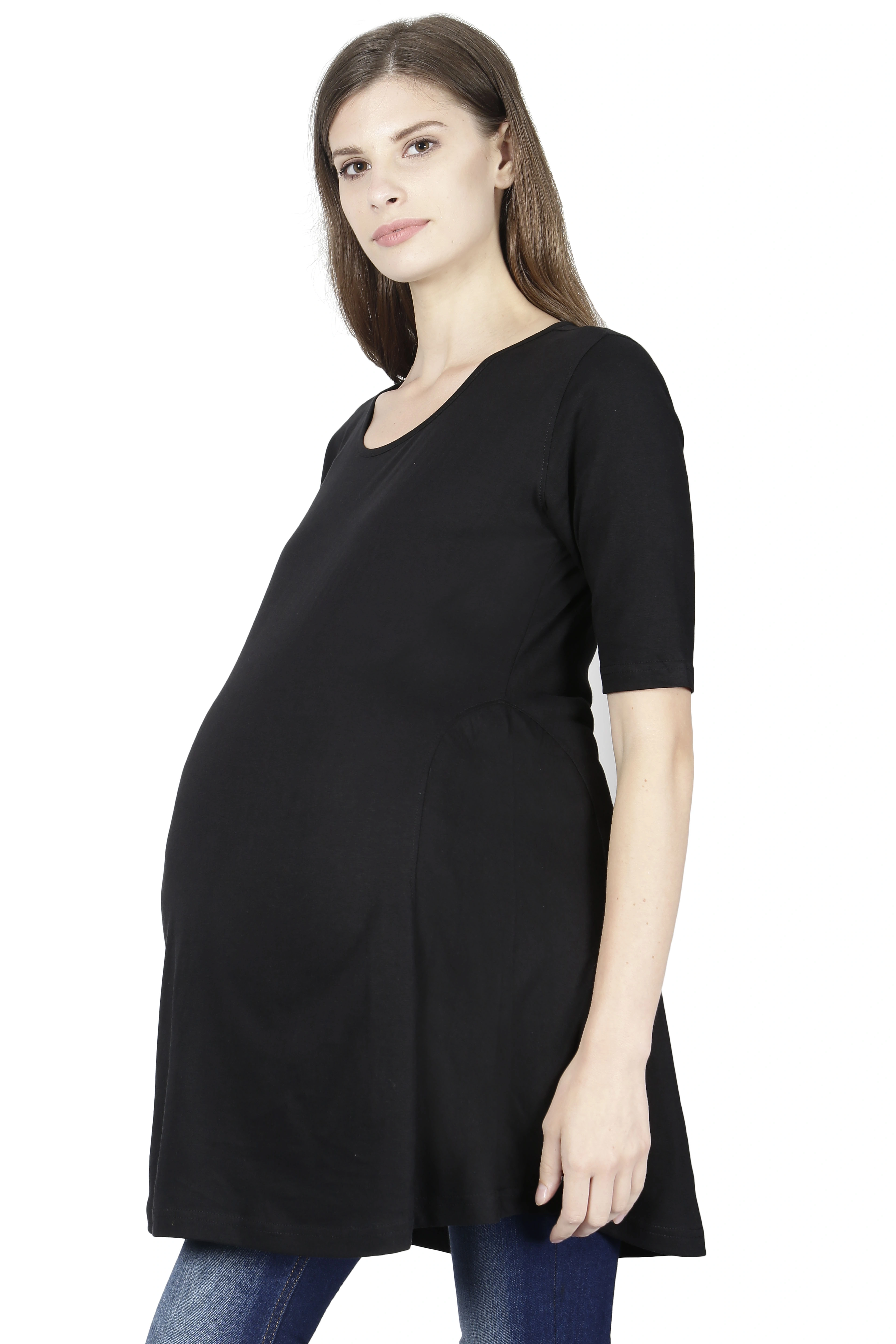 Female Maternity T-Shirt-Black-M-1