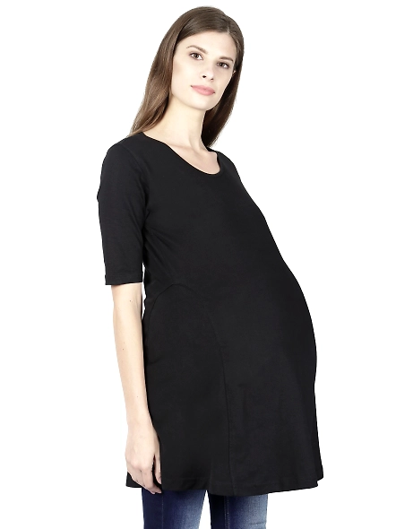 Female Maternity T-Shirt-FMtHs-Bk-L