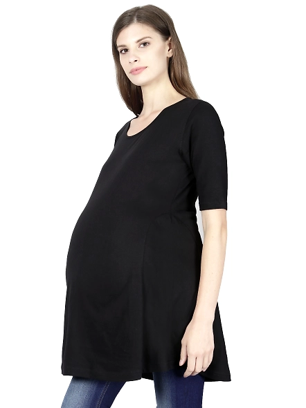 Female Maternity T-Shirt-Black-XL-1
