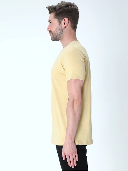 Round Neck Half Sleeve Classic-Beige-S-1