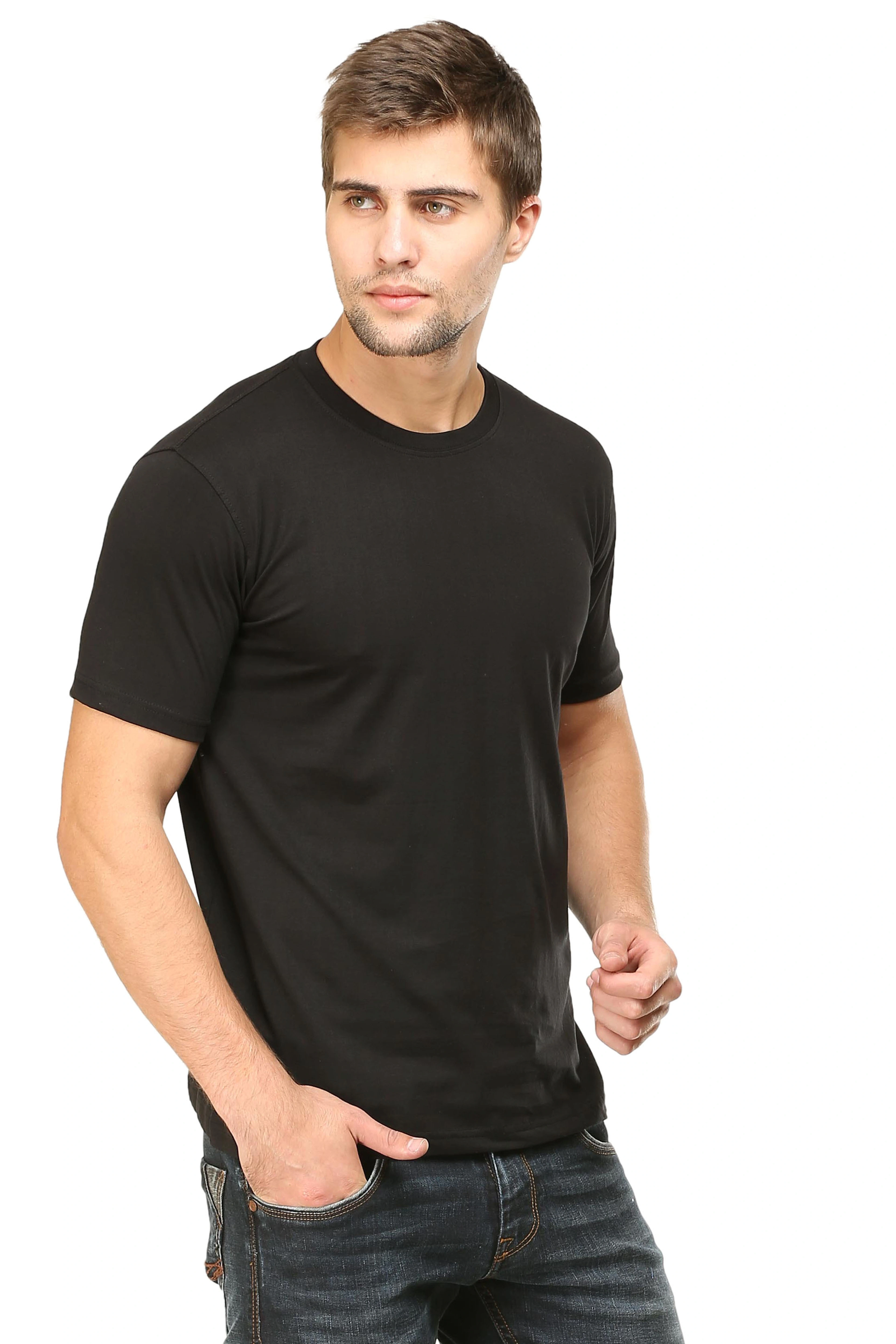 Round Neck Half Sleeve Classic-Black-M-1