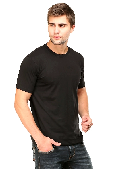 Round Neck Half Sleeve Classic-Black-M-1