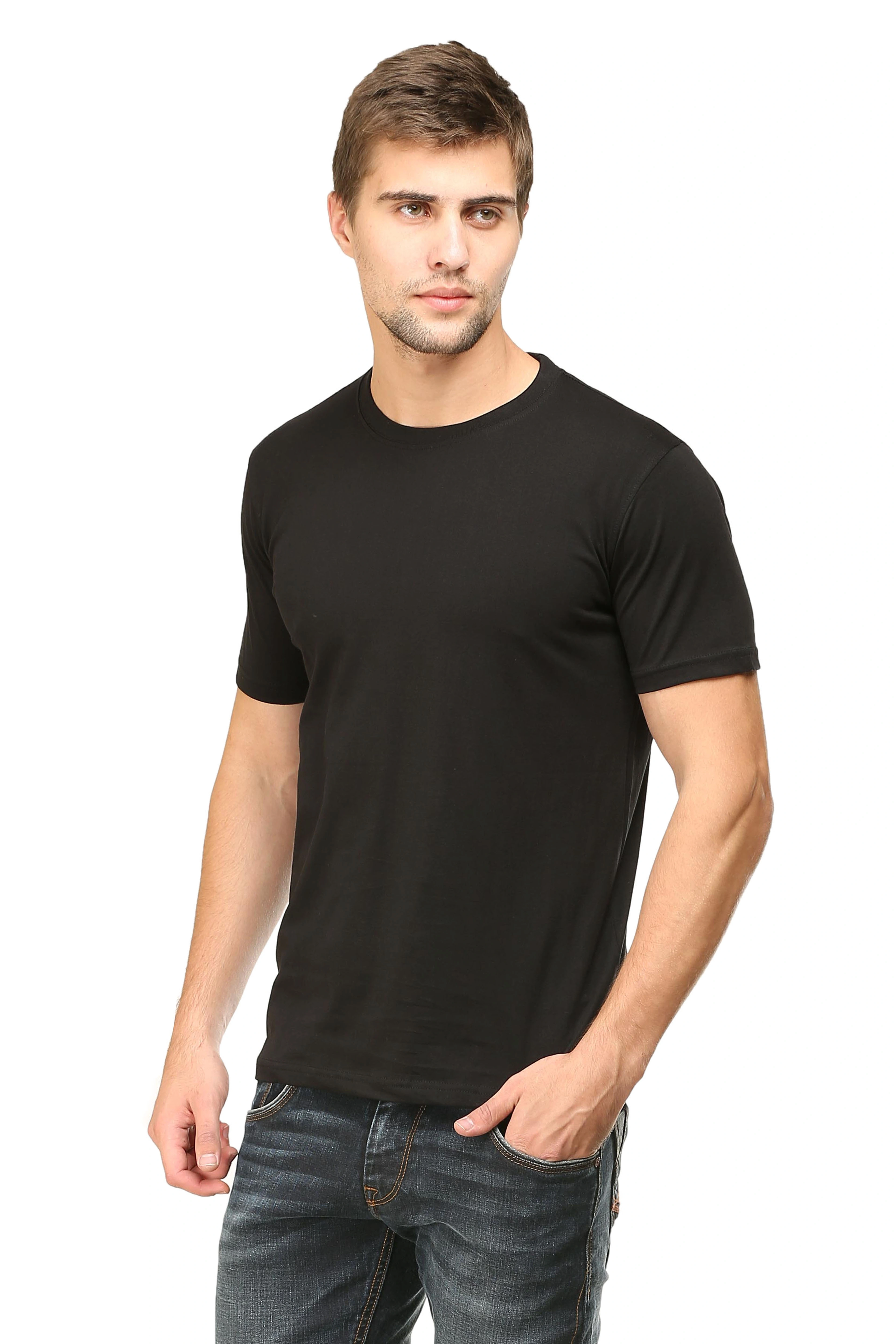 Round Neck Half Sleeve Classic-MRnHs-Bk-L