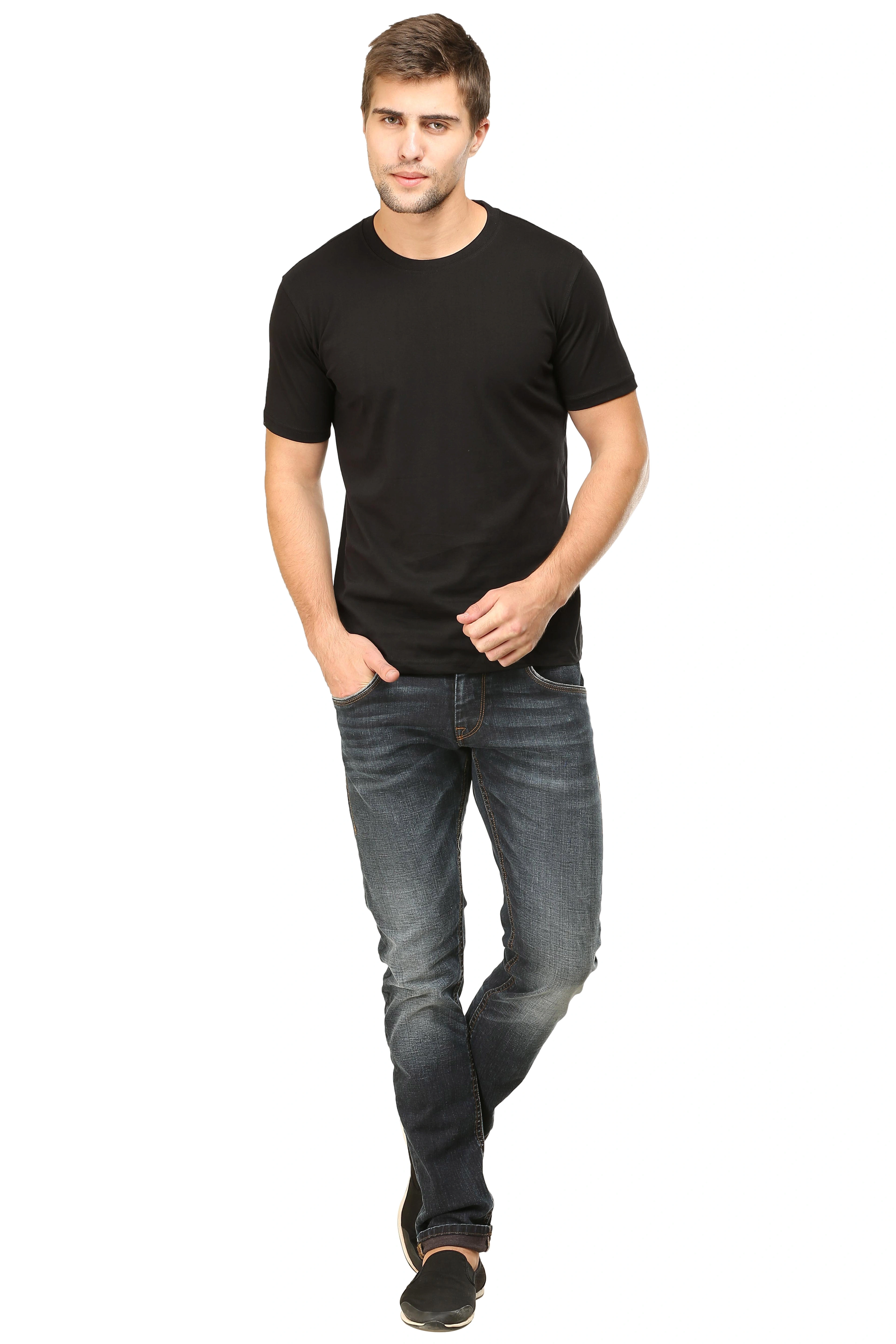 Round Neck Half Sleeve Classic-Black-3XL-2