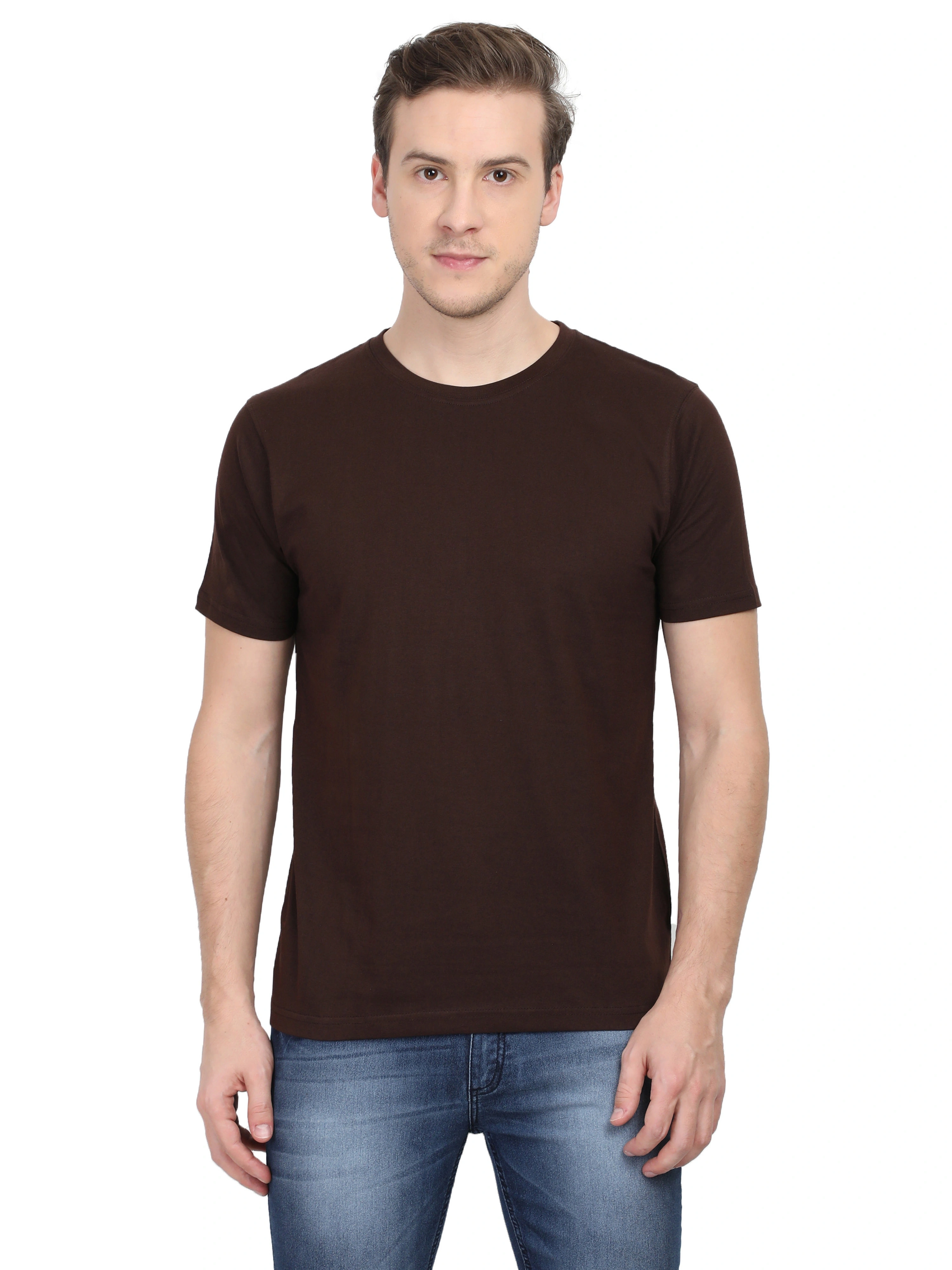 Round Neck Half Sleeve Classic-Coffee Brown-S-1