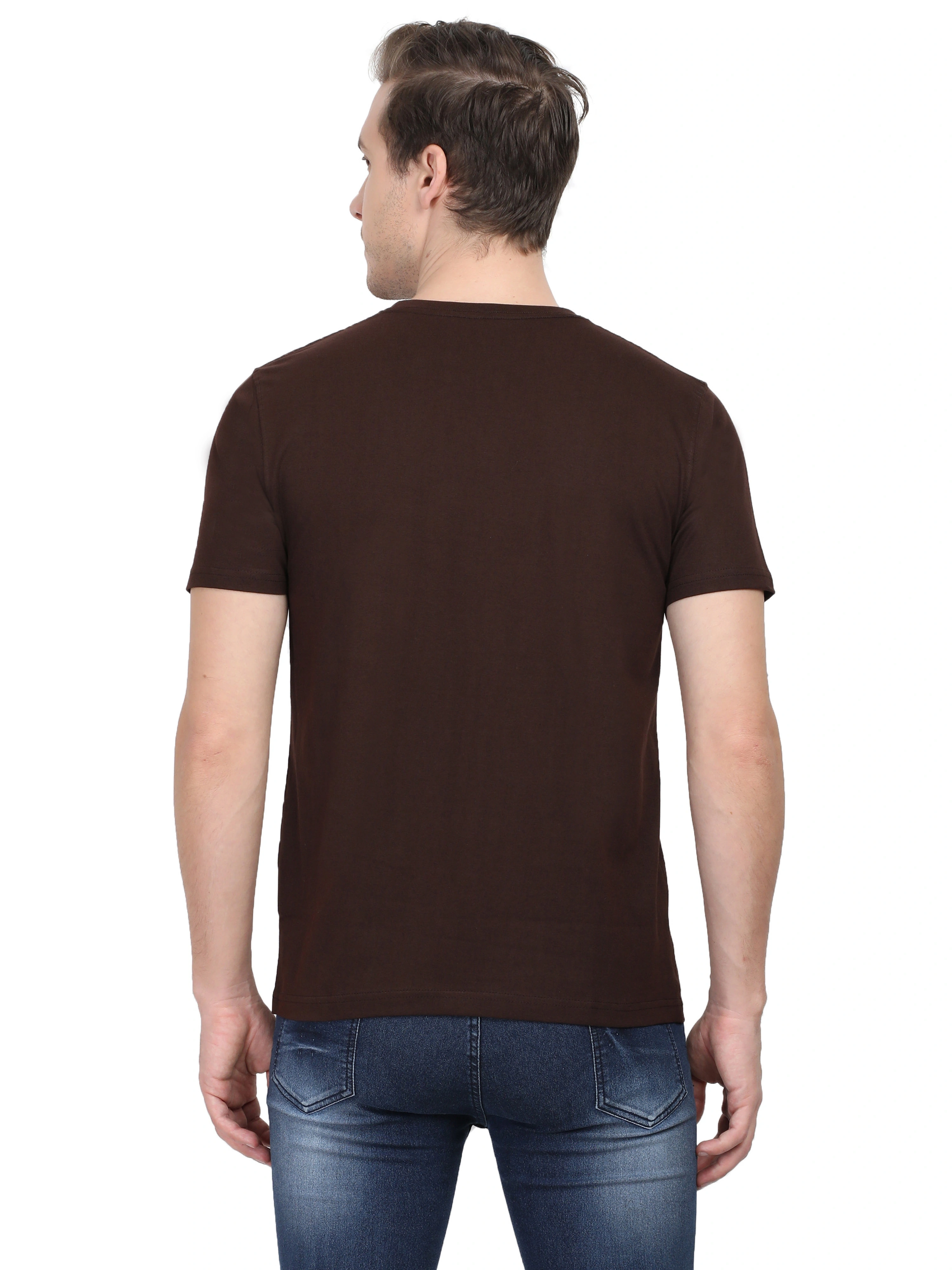 Round Neck Half Sleeve Classic-Coffee Brown-S-3