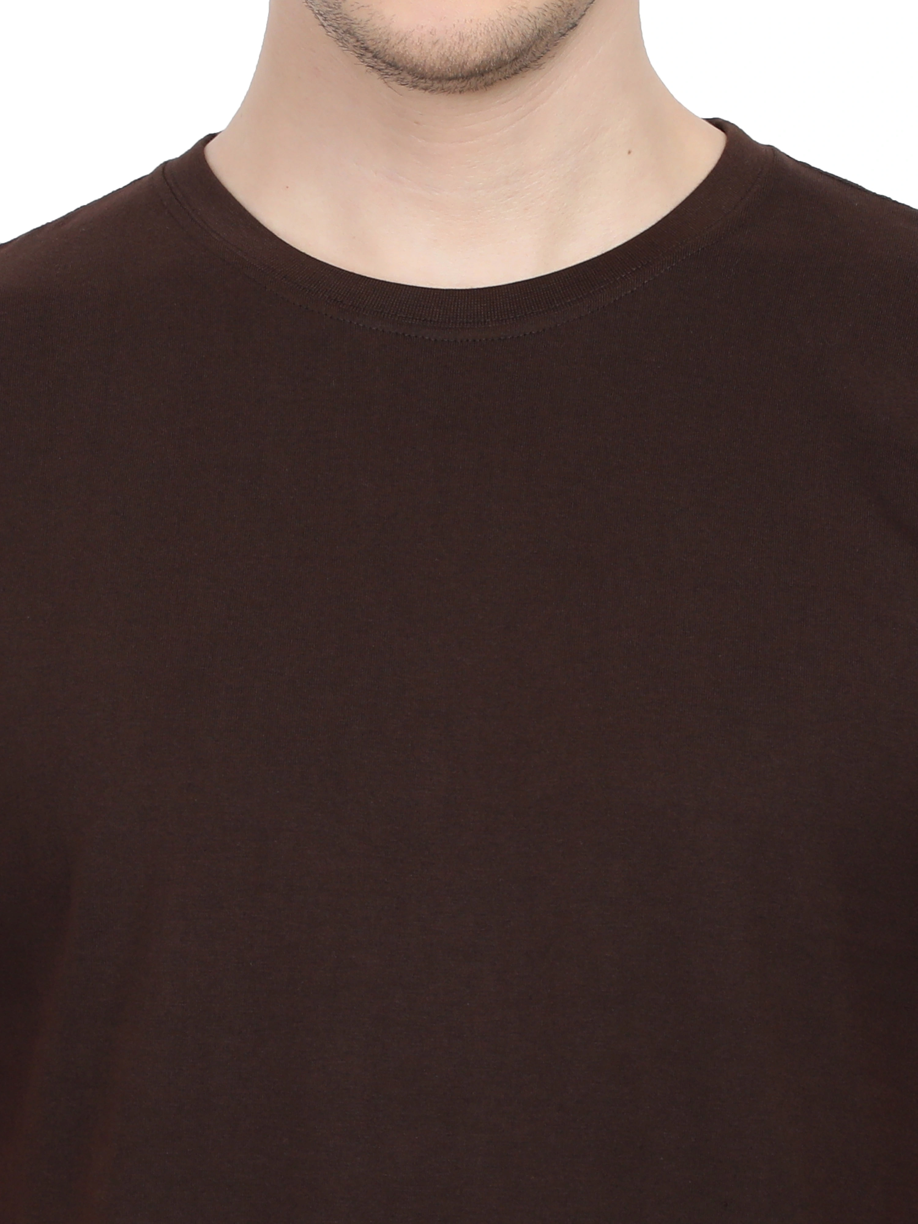 Round Neck Half Sleeve Classic-Coffee Brown-S-5