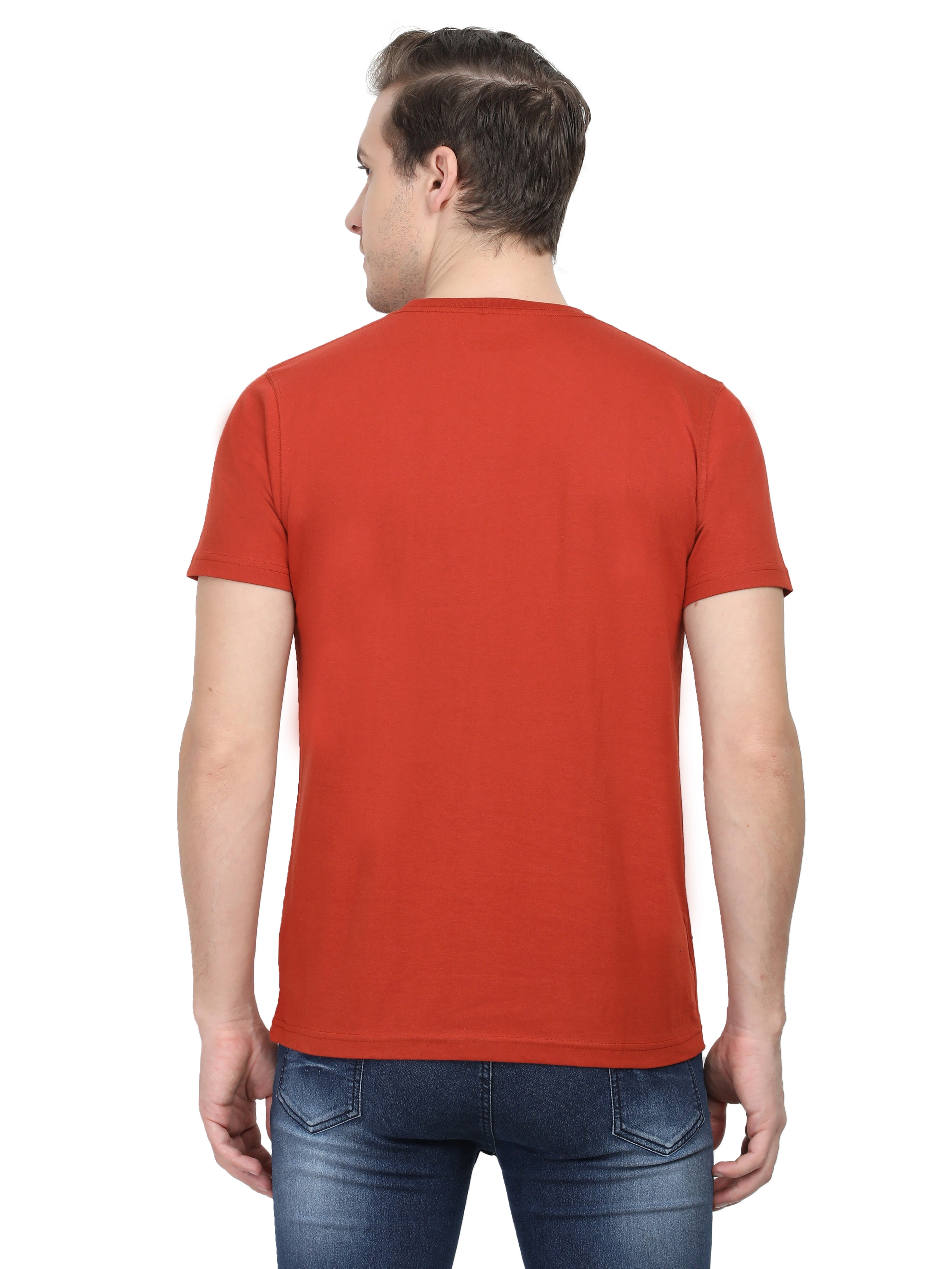 Round Neck Half Sleeve Classic-Brick Red-M-2