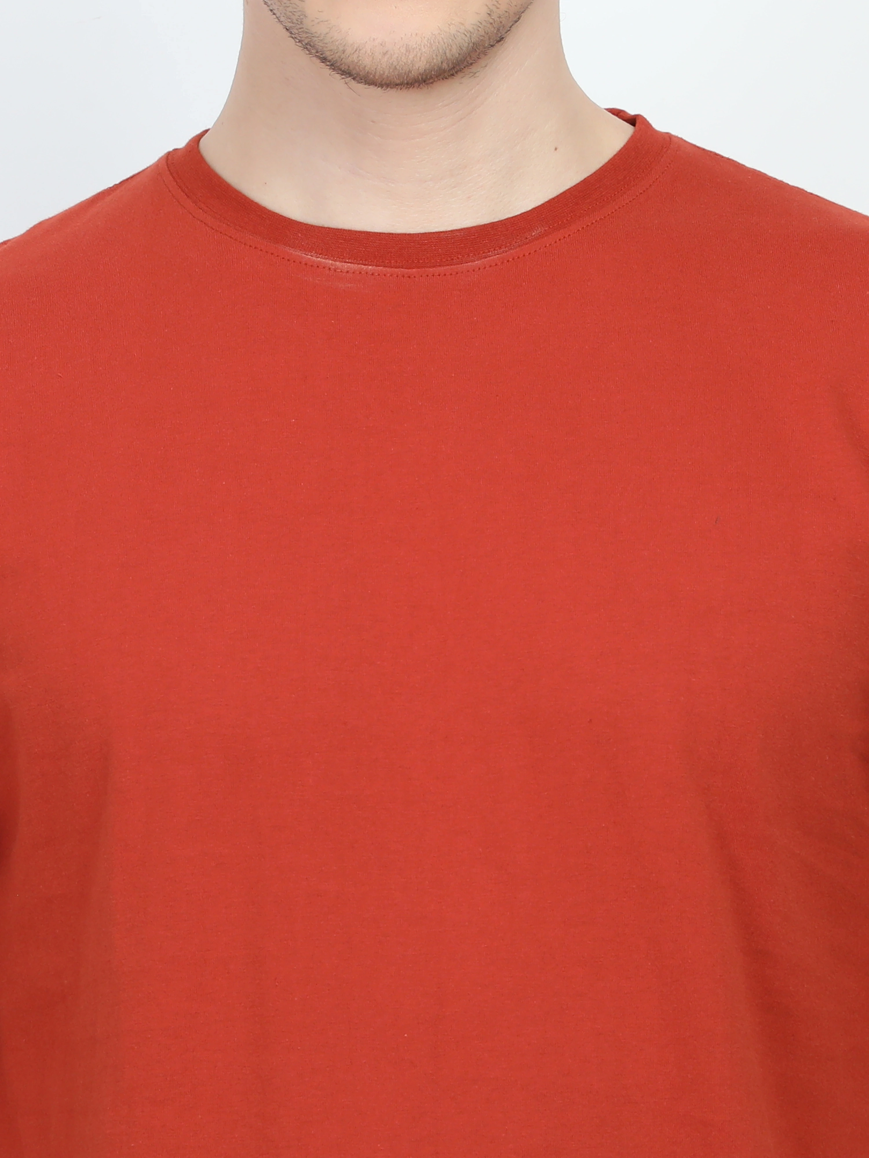 Round Neck Half Sleeve Classic-Brick Red-M-5