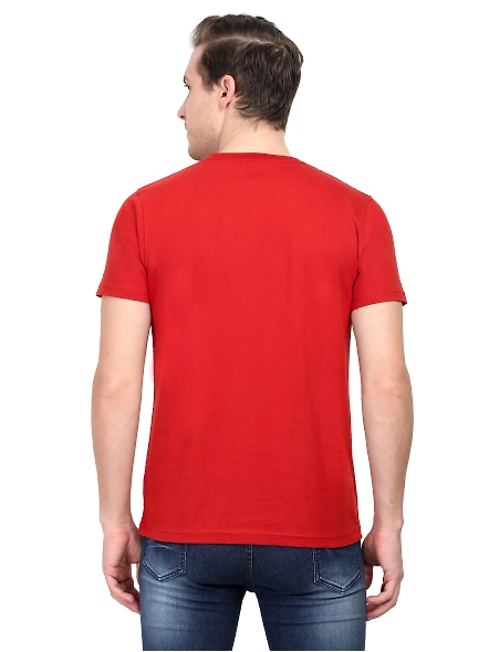 Round Neck Half Sleeve Classic-Brick Red-XL-2