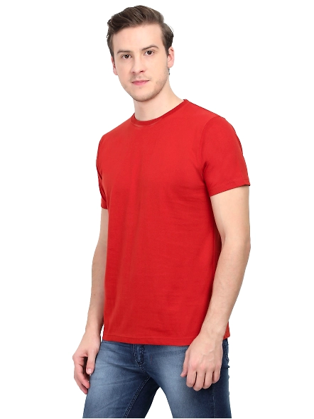 Round Neck Half Sleeve Classic-Brick Red-XL-3