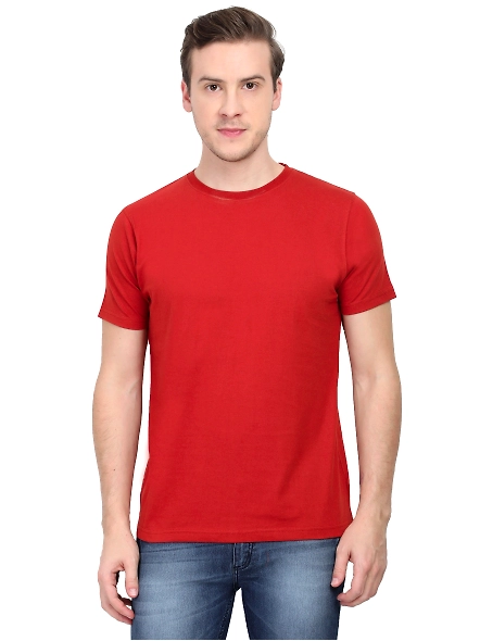 Round Neck Half Sleeve Classic-Brick Red-XXL-4