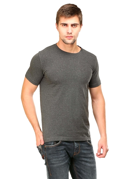 Round Neck Half Sleeve Classic-Charcoal Melange-S-1