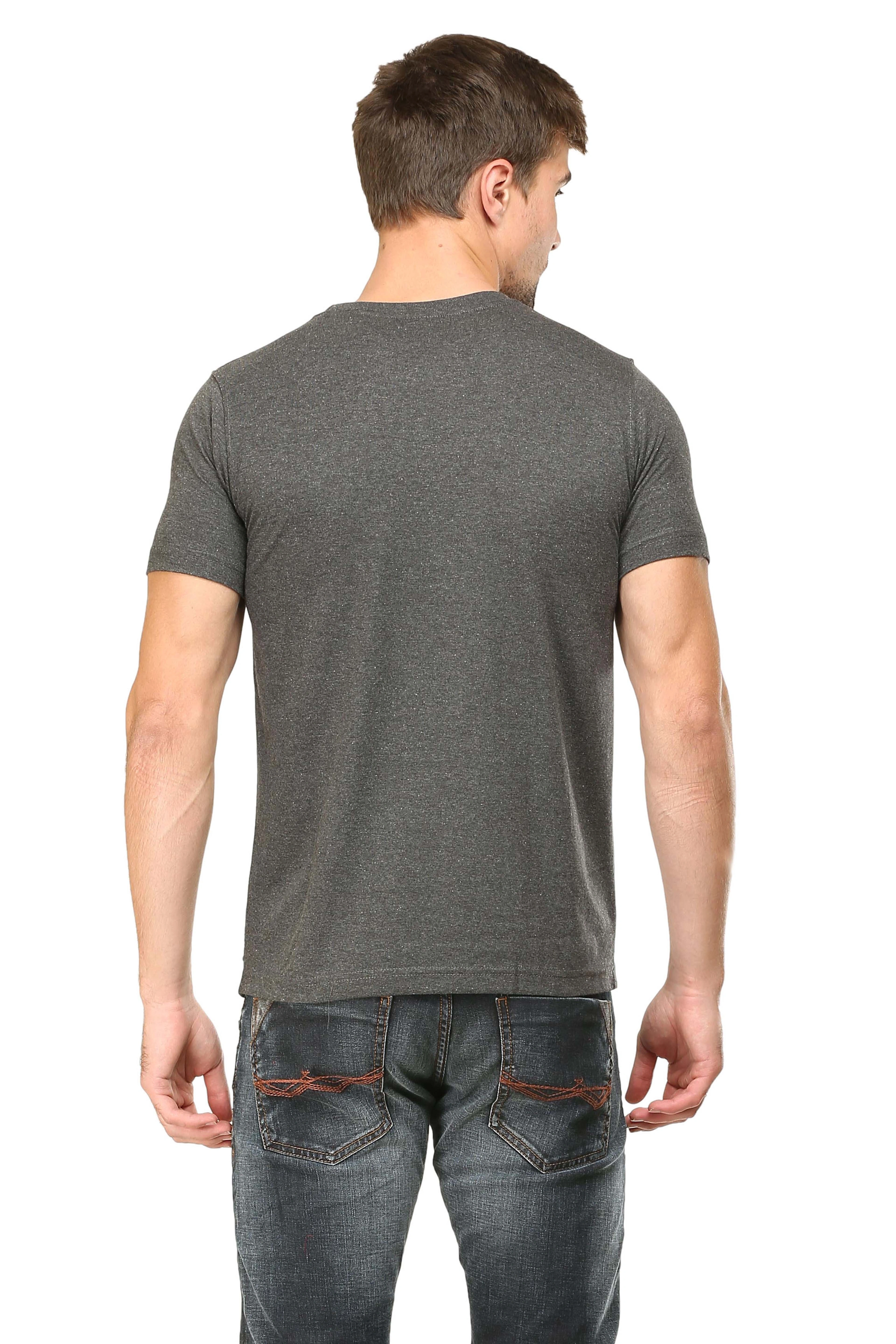 Round Neck Half Sleeve Classic-Charcoal Melange-L-5