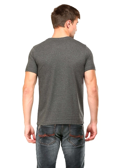 Round Neck Half Sleeve Classic-Charcoal Melange-L-5