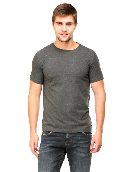 Round Neck Half Sleeve Classic-Charcoal Melange-XL-4