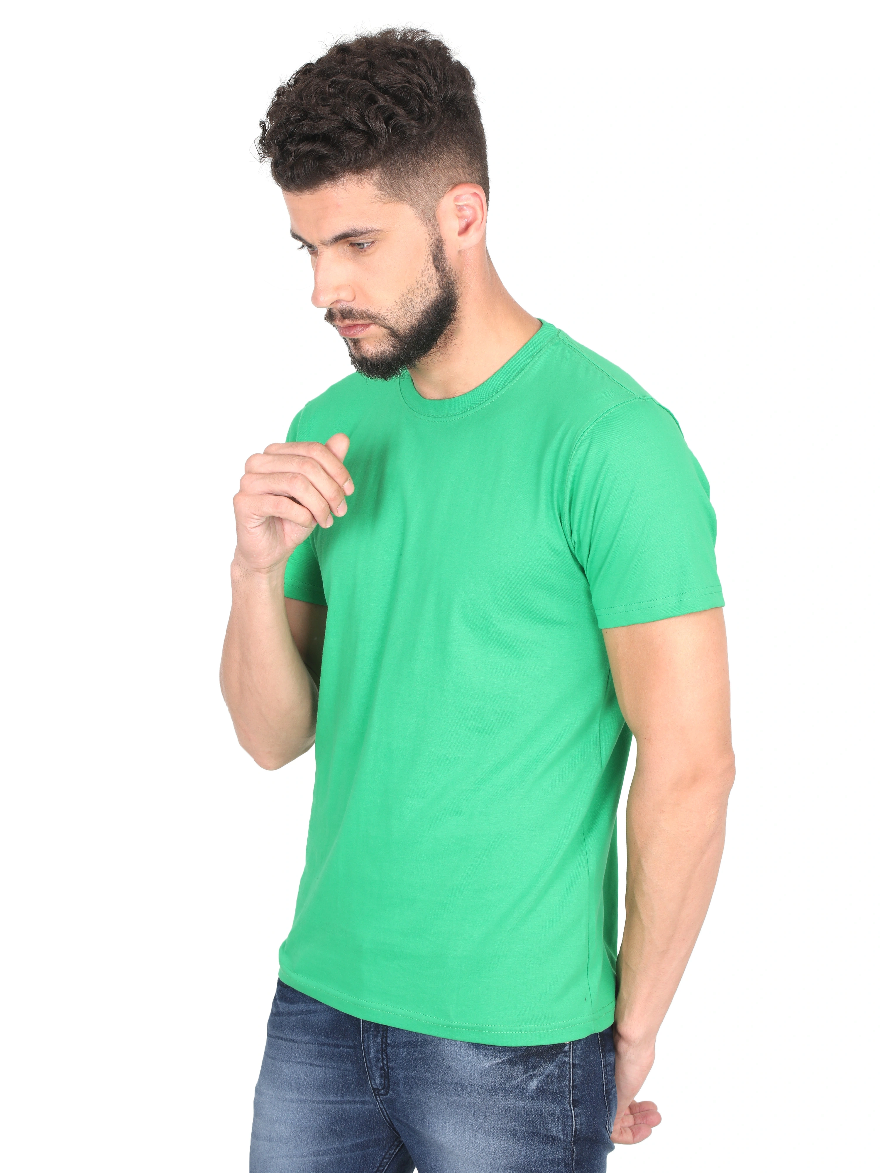 Round Neck Half Sleeve Classic-Flag Green-M-1