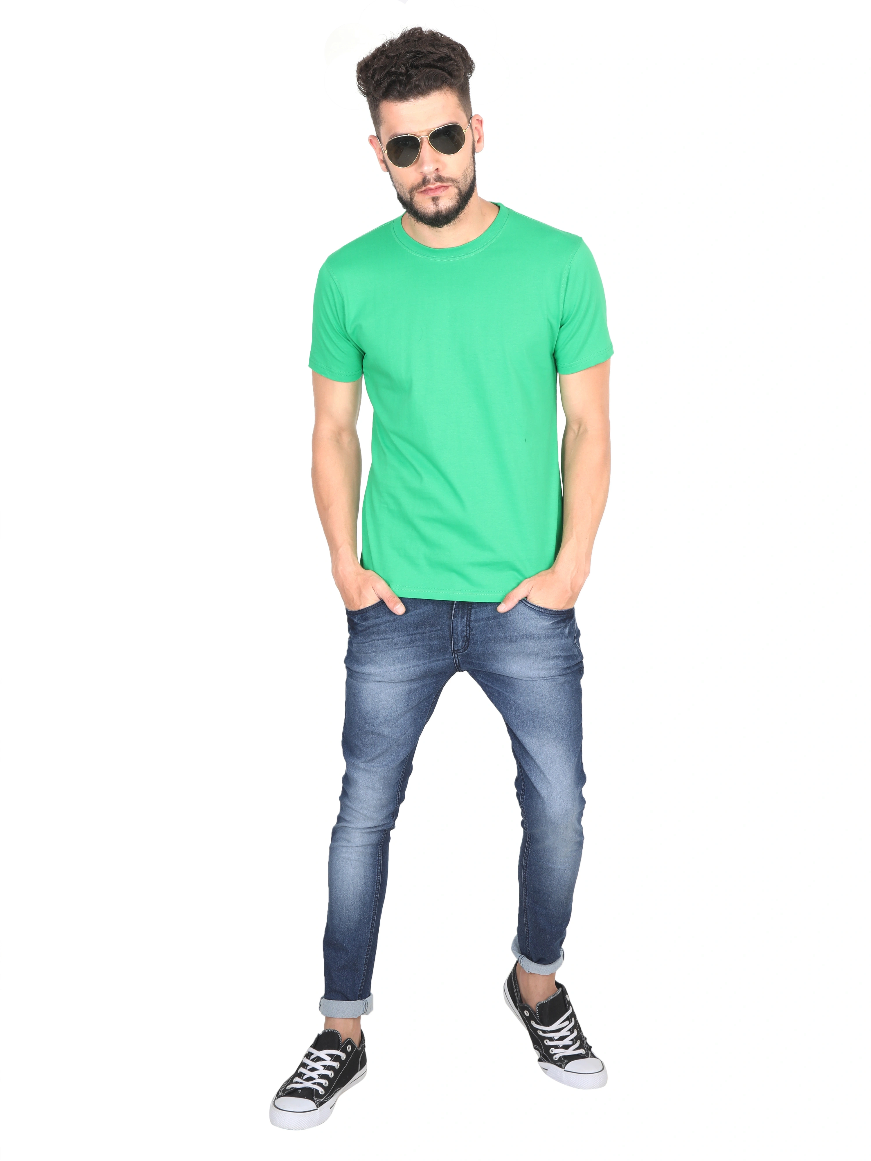 Round Neck Half Sleeve Classic-Flag Green-L-4