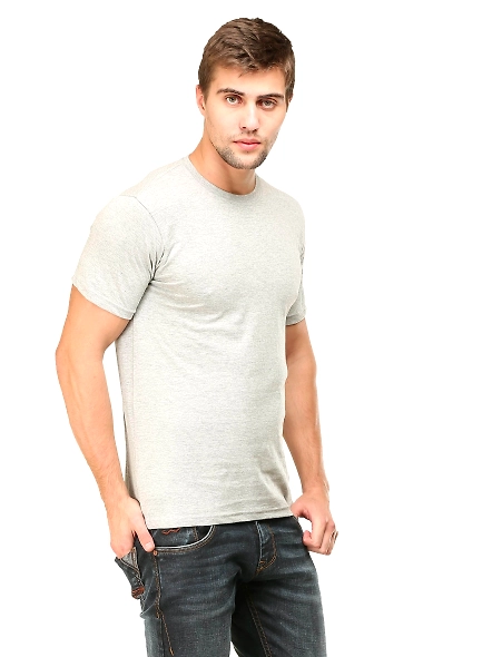 Round Neck Half Sleeve Classic-Grey Melange-S-2